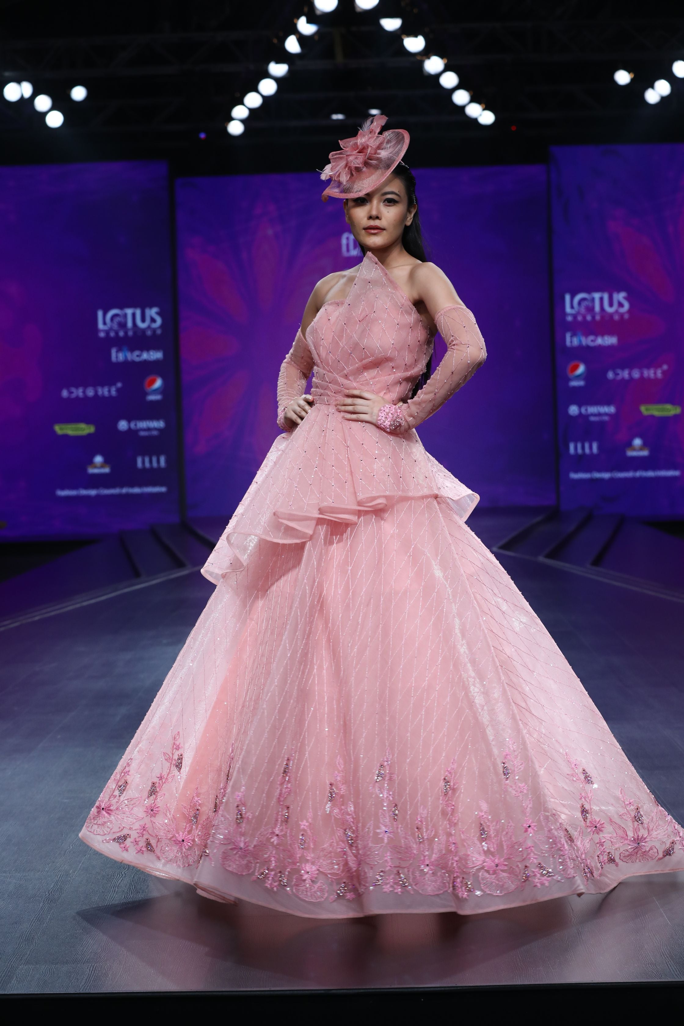 CY Amit GT Light Pink Ball Gown With Bird Motif Front 2