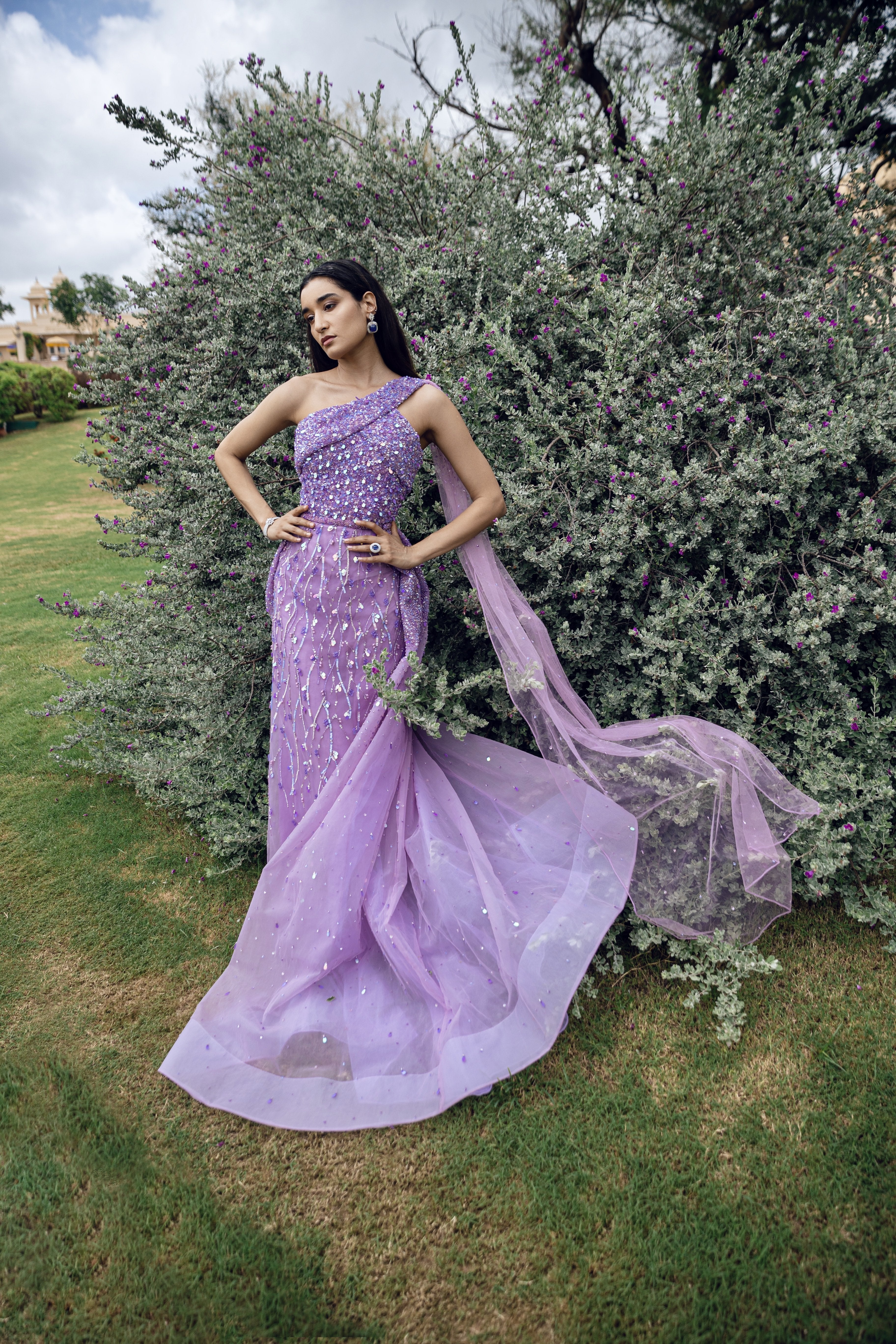 CY Amit GT Lilac One Shoulder Gown Front 1