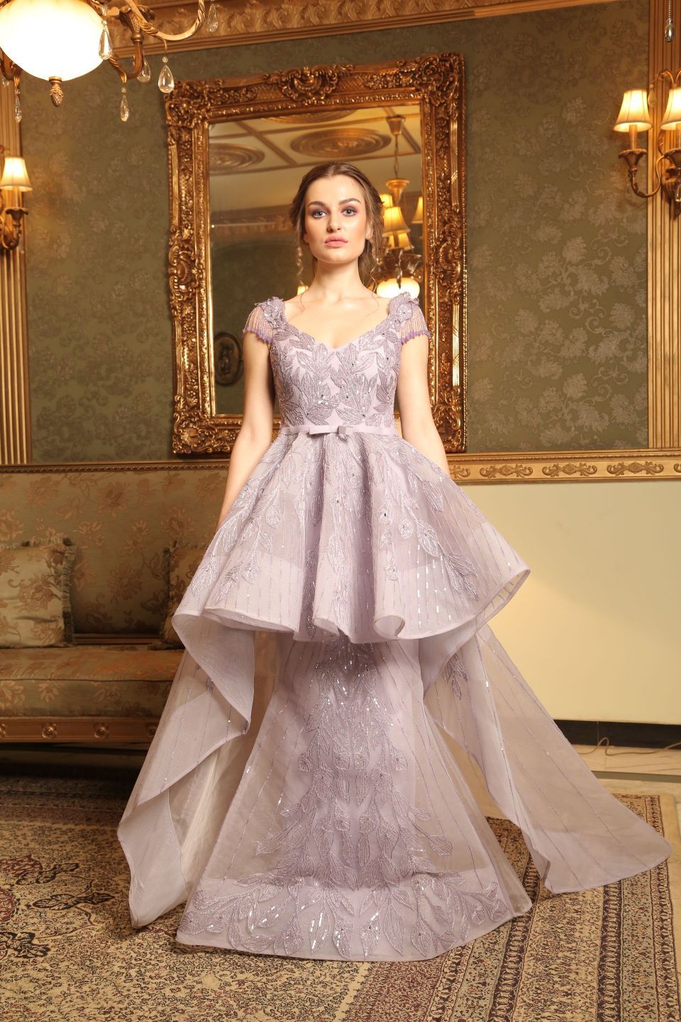 CY Amit GT Mauve Embroidered Gown Front 1