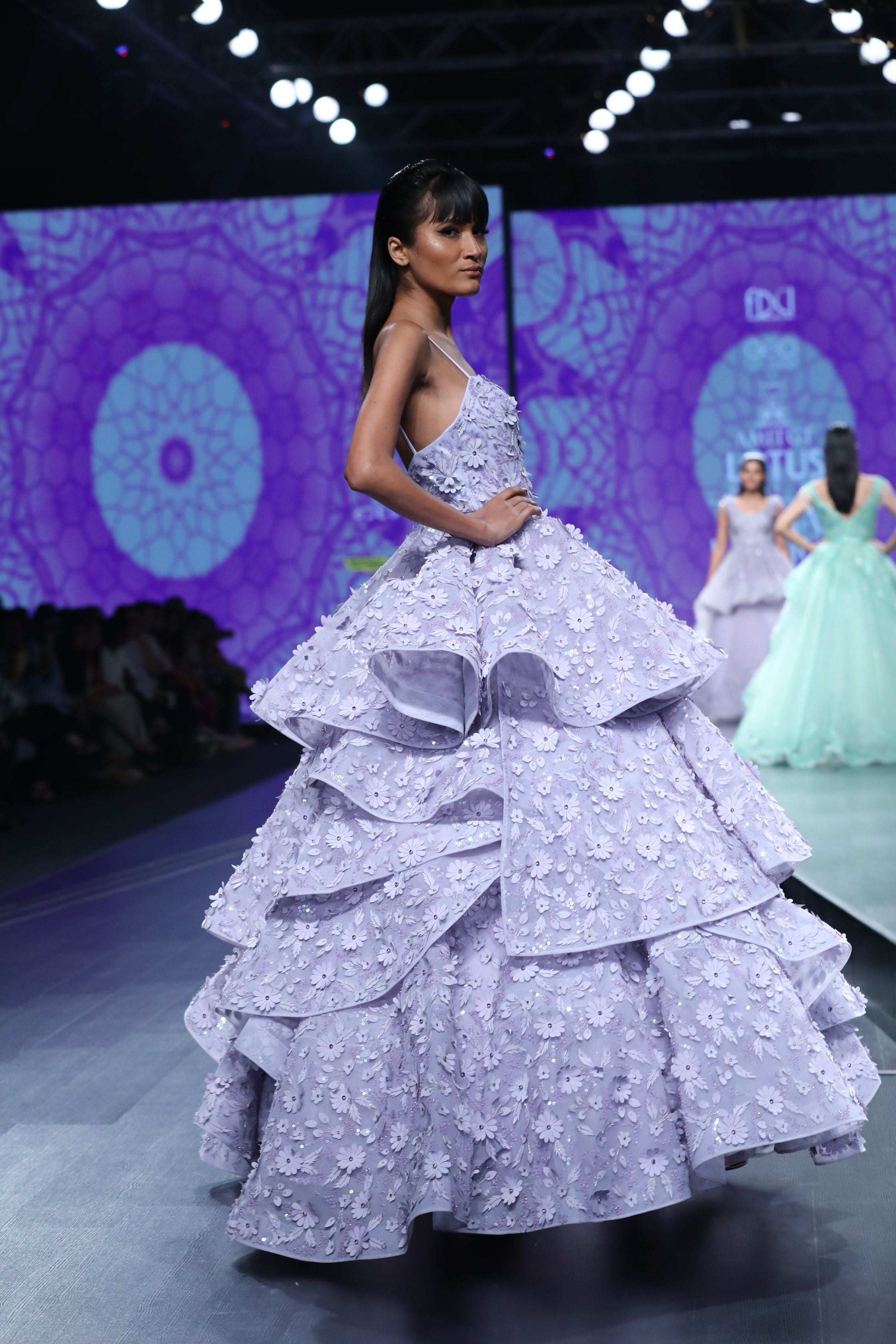 CY Amit GT Mauve Tiered Gown Side 1