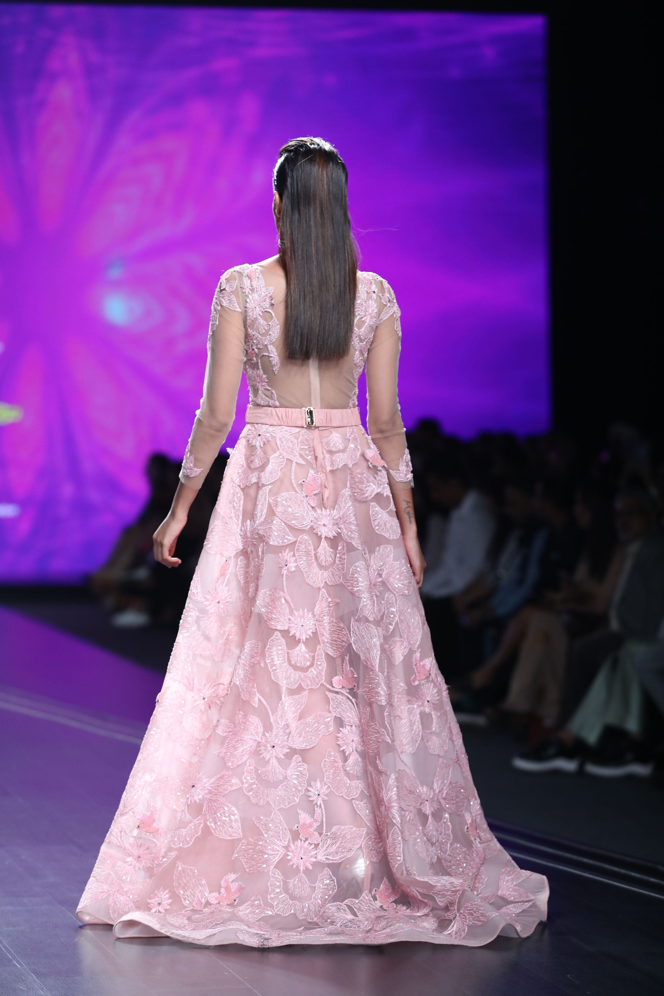 CY Amit GT Pink Bird And Carla Lily Motif Gown Back 1
