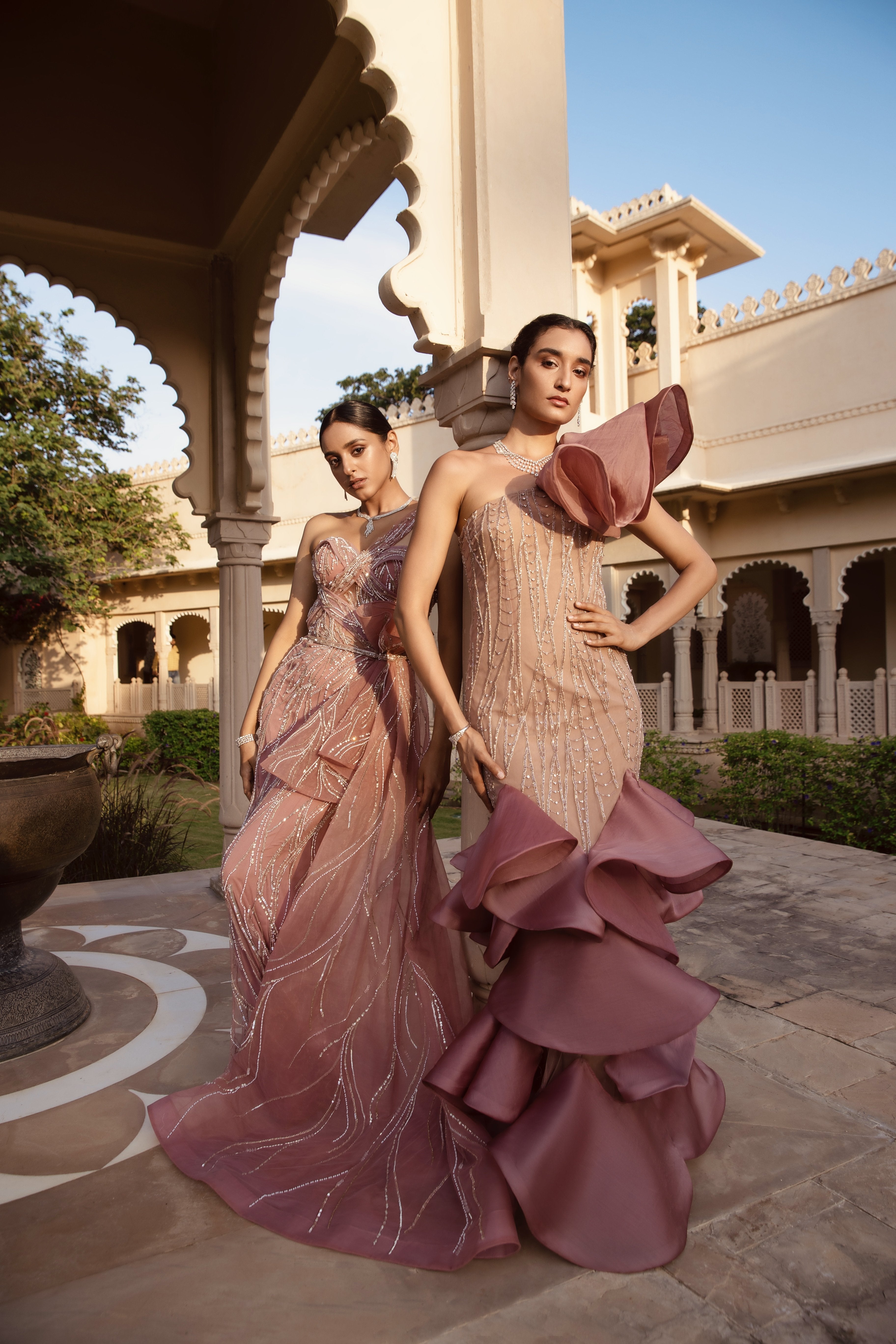 CY Amit GT Rosewood Coco Rouge Draped Gown Front 1