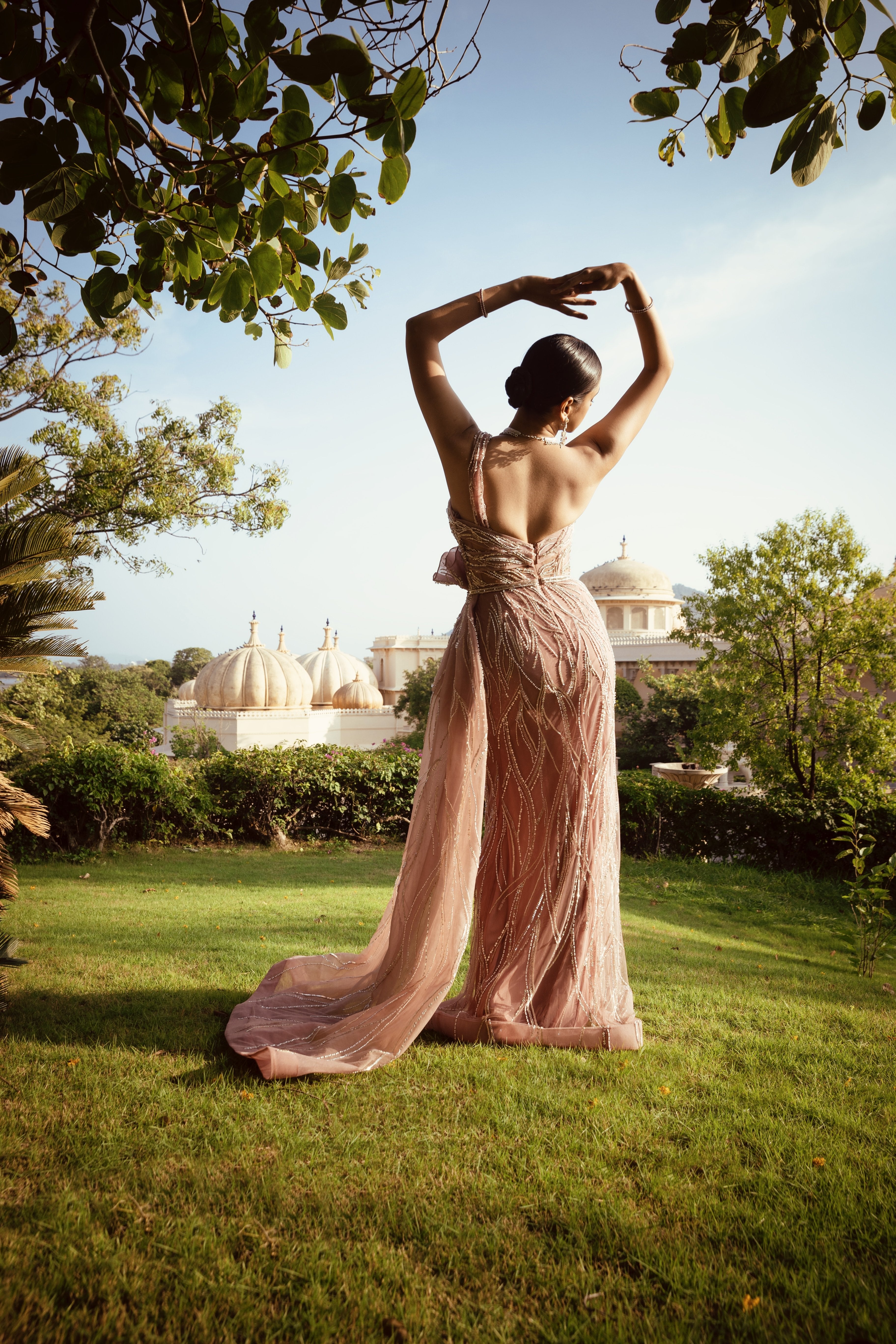 CY Amit GT Rosewood Ingrid Bow Gown Back 1