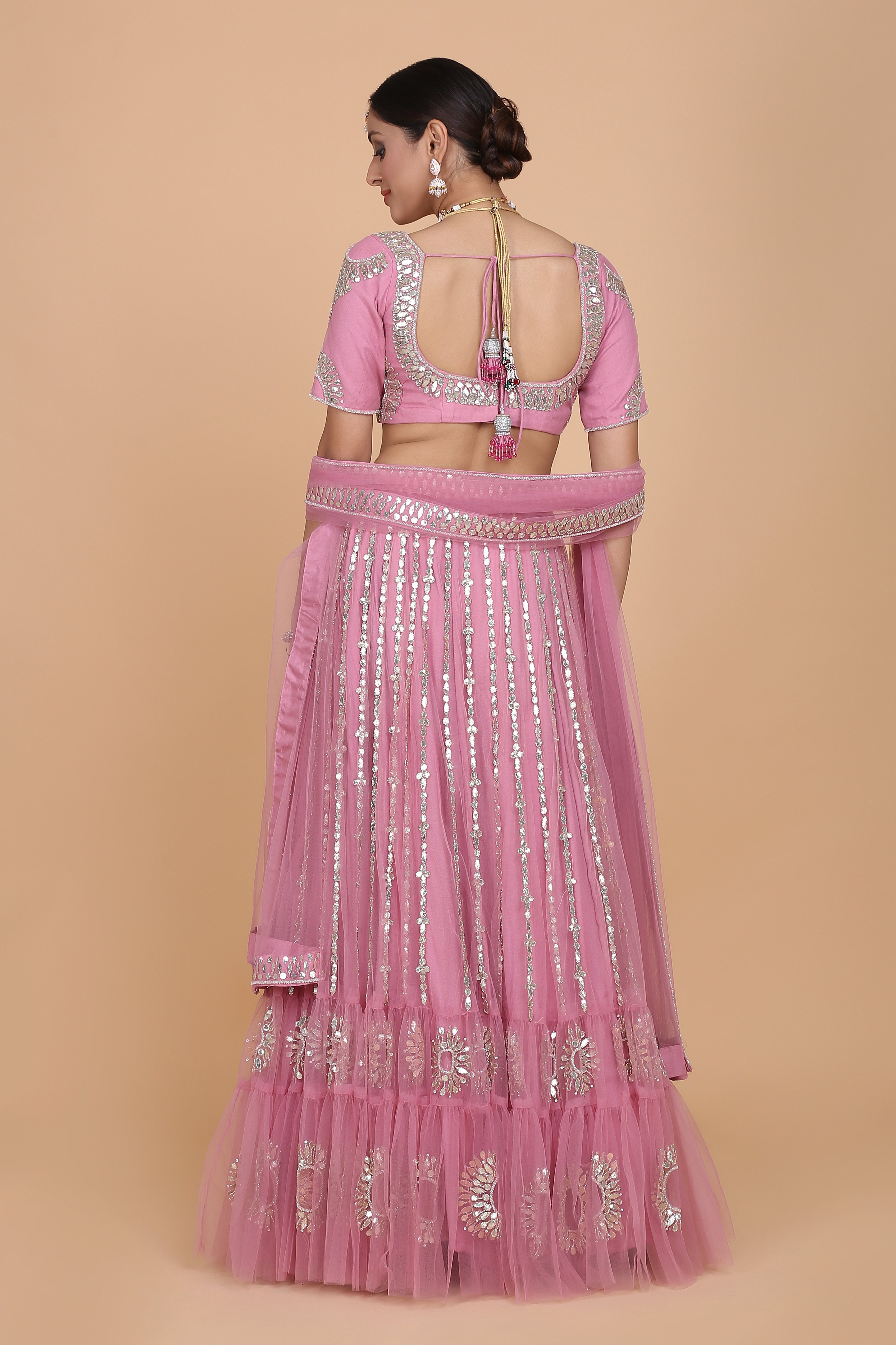 CY Amit GT Sorbet Pink Lehenga Set Back 1