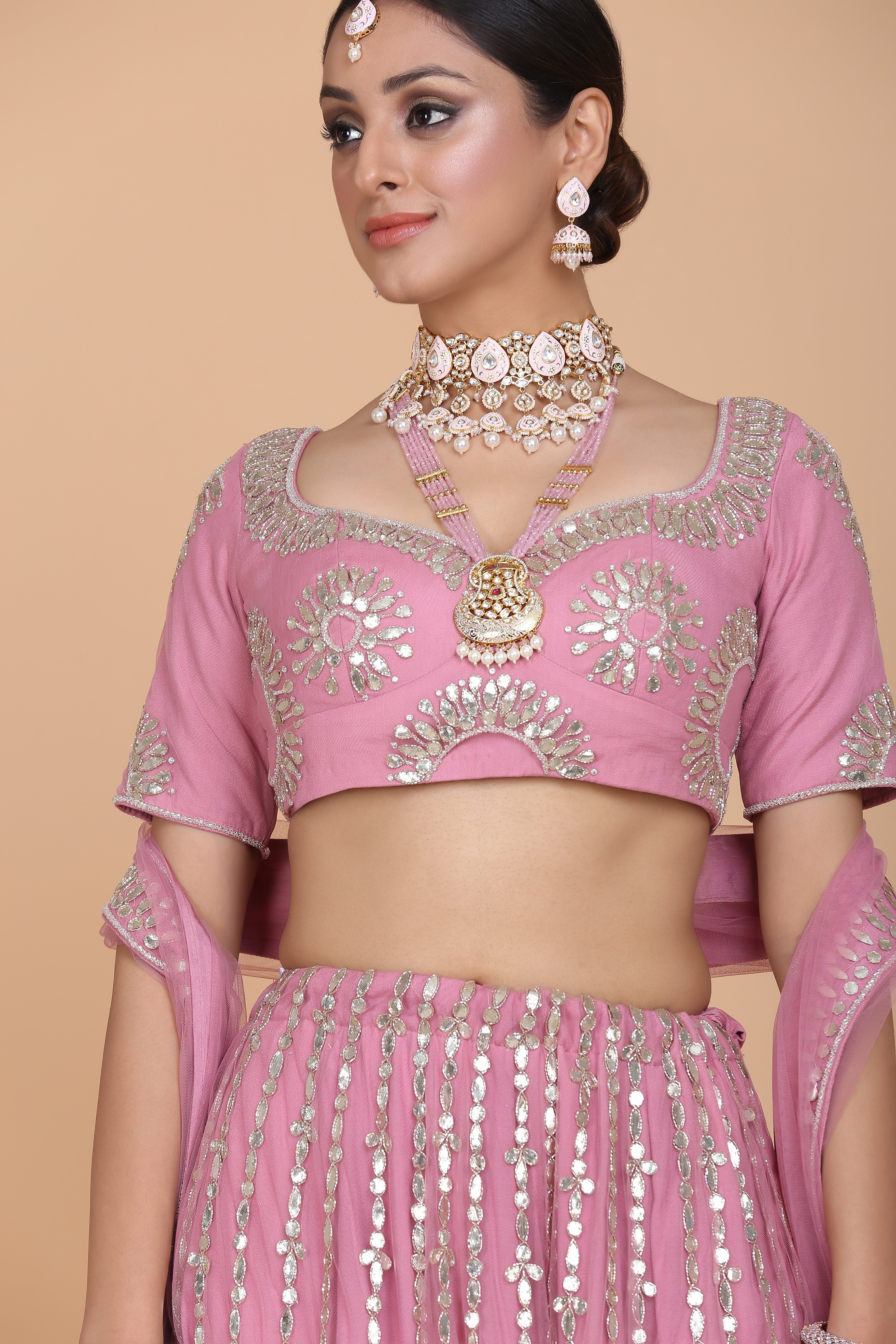CY Amit GT Sorbet Pink Lehenga Set Closeup 1