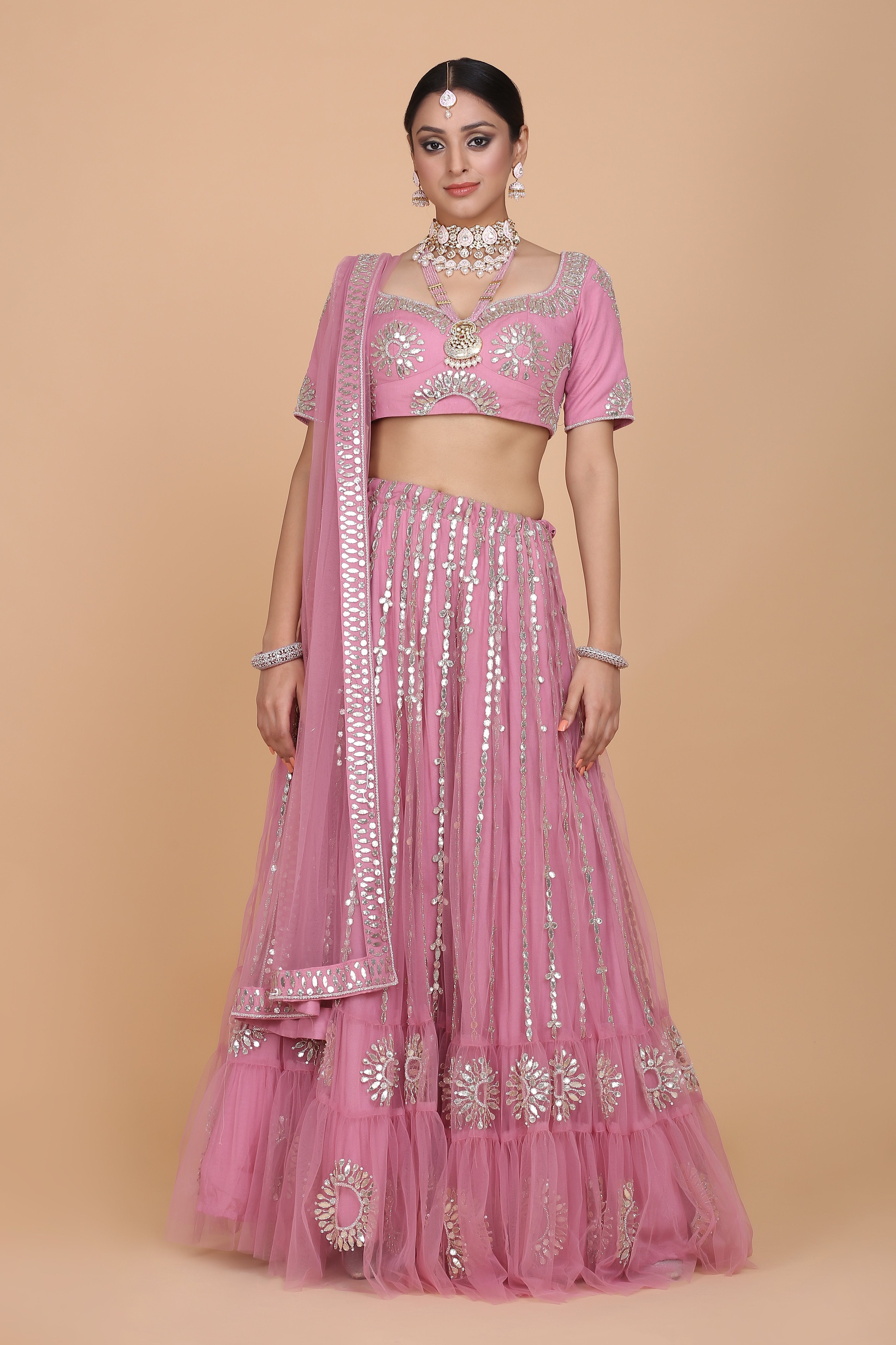 CY Amit GT Sorbet Pink Lehenga Set Front 1