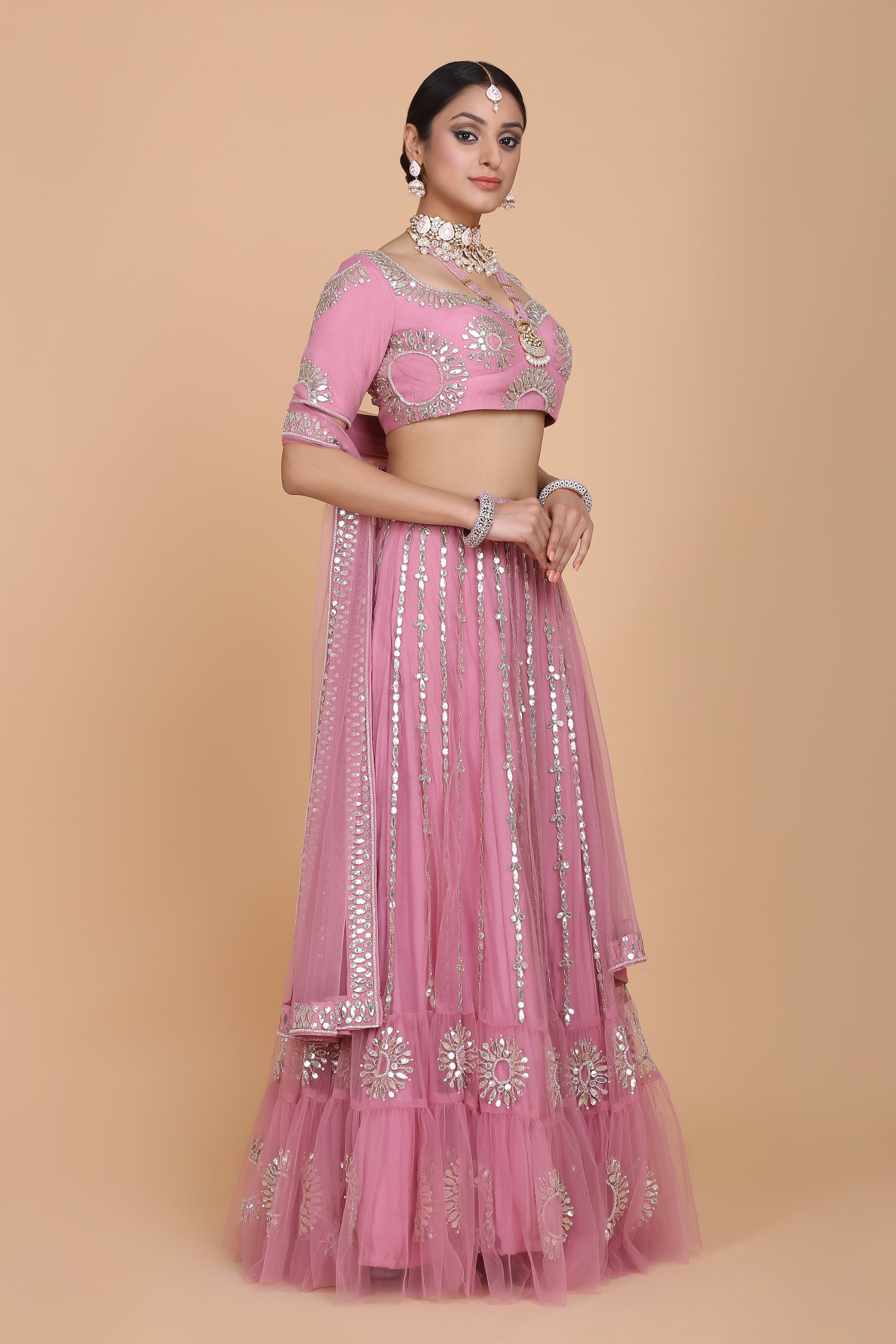 CY Amit GT Sorbet Pink Lehenga Set Side 1