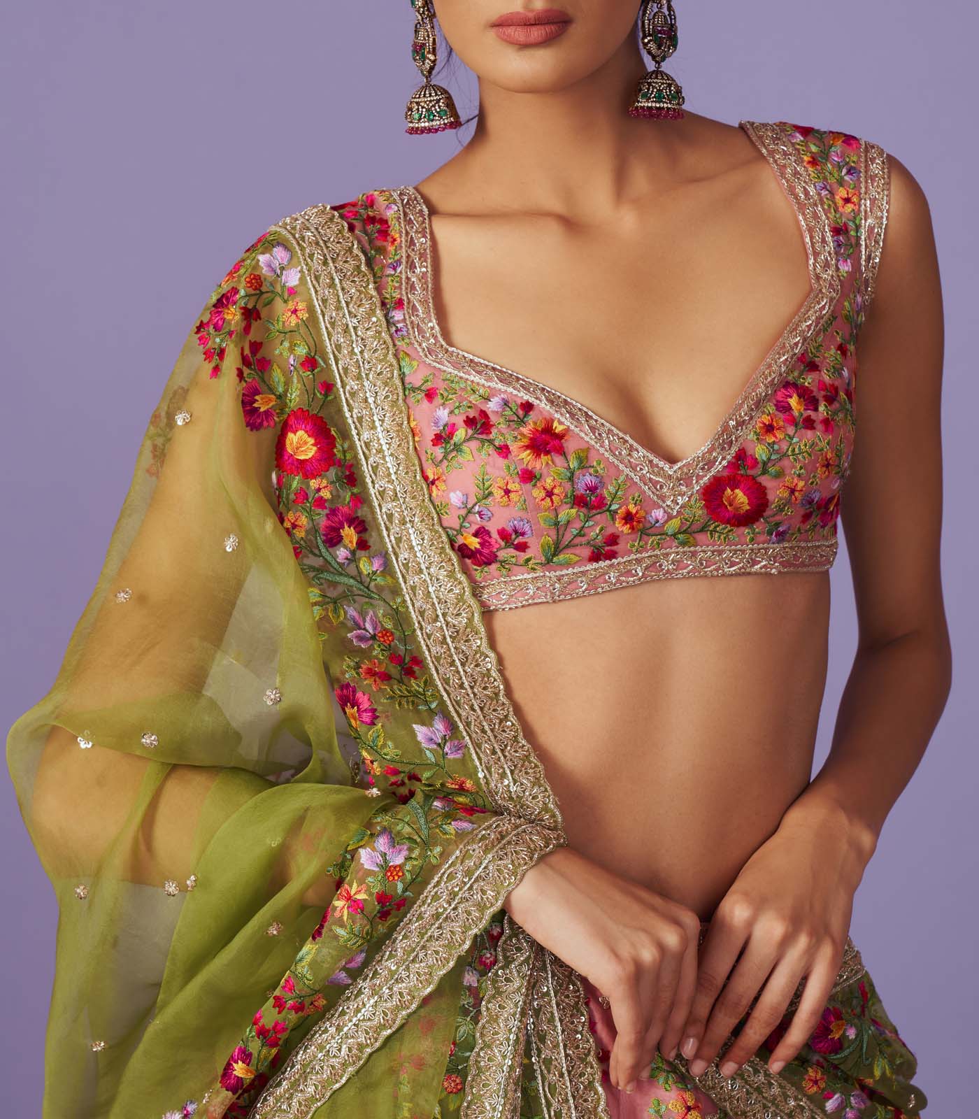 CY Anushree Reddy Bloom Lehenga Set Closeup 1