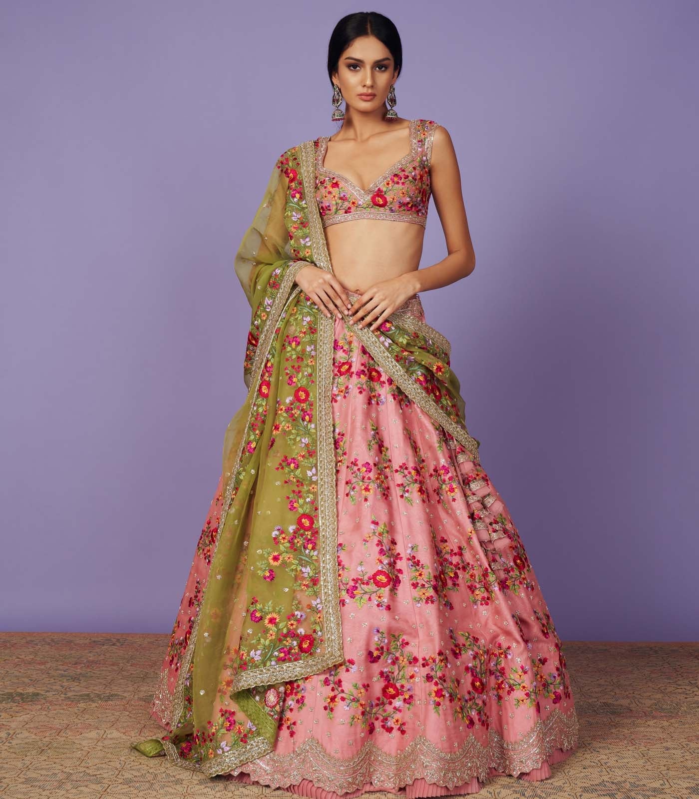 CY Anushree Reddy Bloom Lehenga Set Front 1