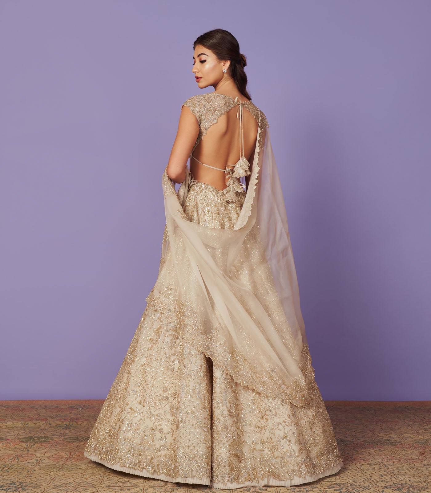 CY Anushree Reddy Inara Ivory Lehenga Set Back 1
