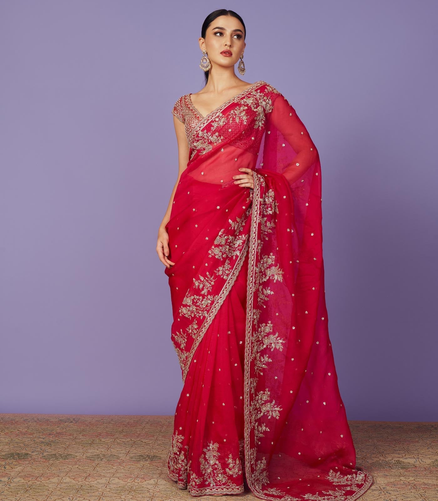 CY Anushree Reddy Inayat Hot Pink Saree Set Success Front 1