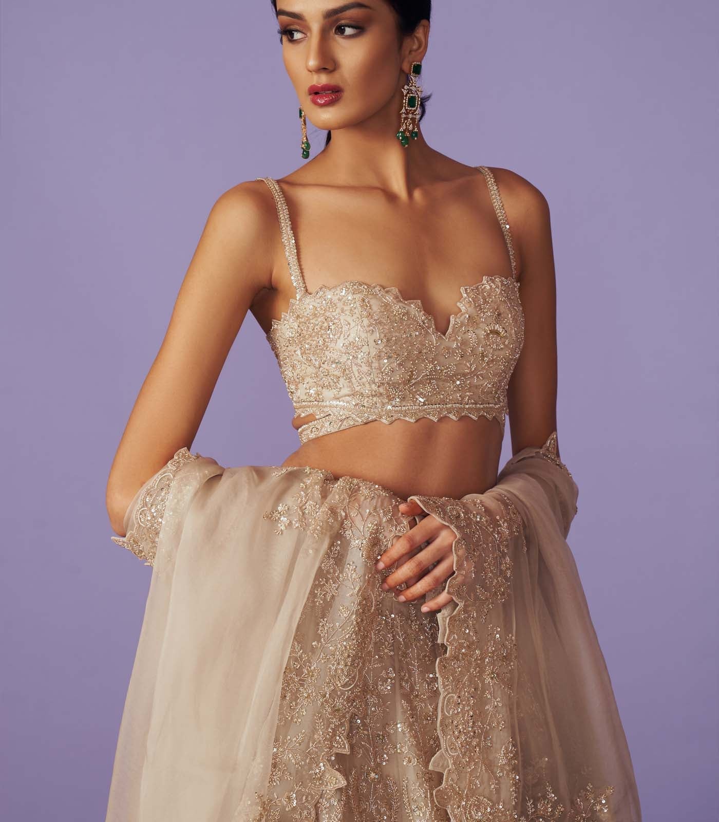 CY Anushree Reddy Mayura Lehenga Set Closeup 1