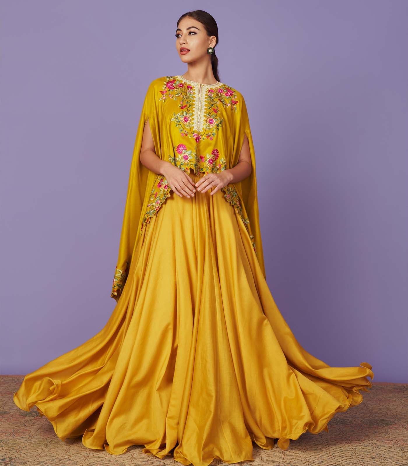 CY Anushree Reddy Multi Thread Work Cape Set Front 1