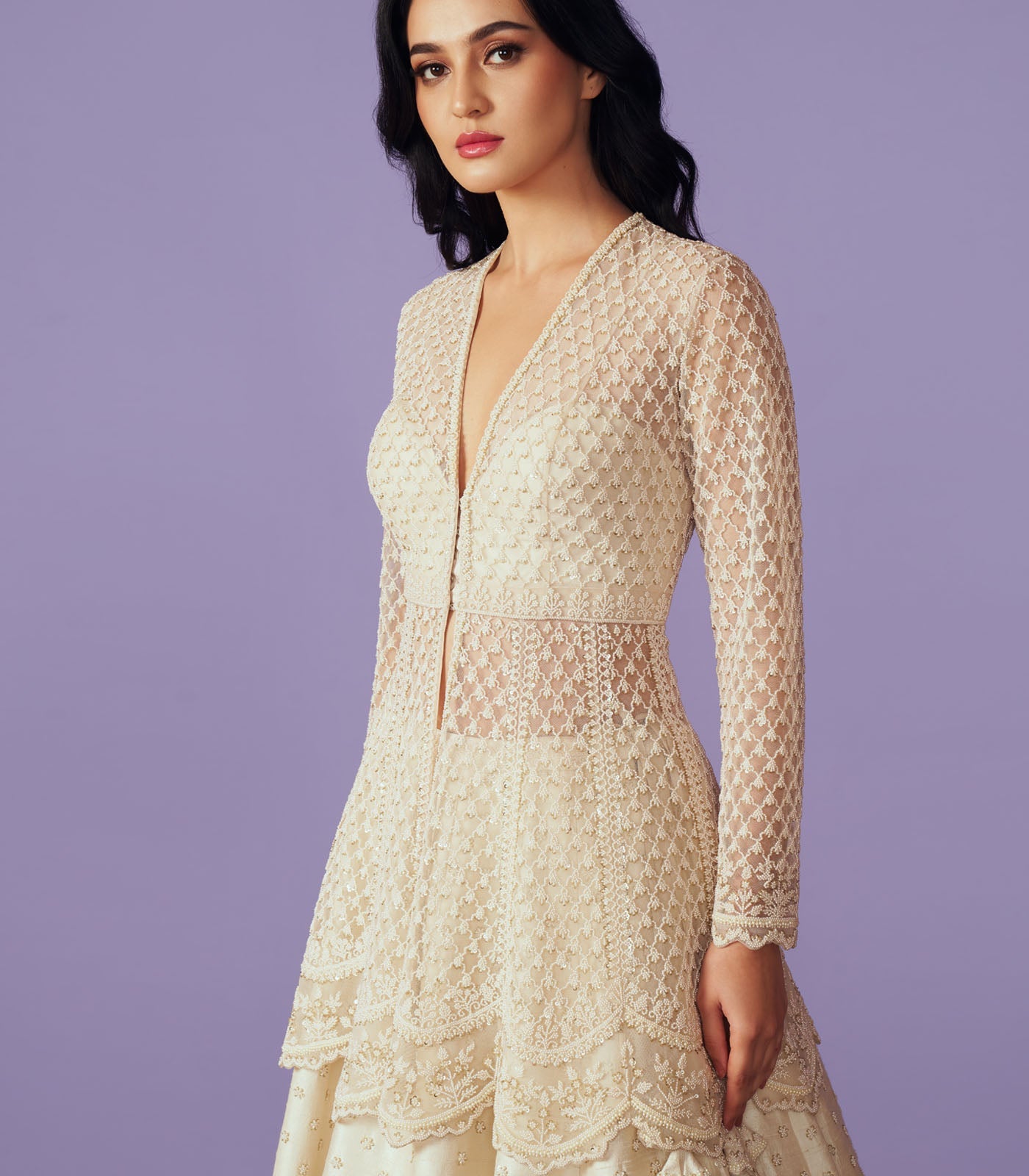 CY Anushree Reddy Pearl Jacket Set Success Closeup 1