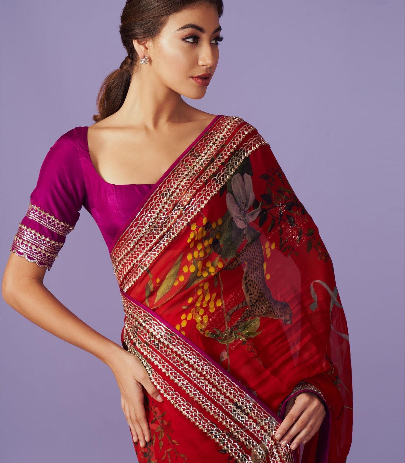 CY Anushree Reddy Sequins Embroidery Saree Set Closeup 1