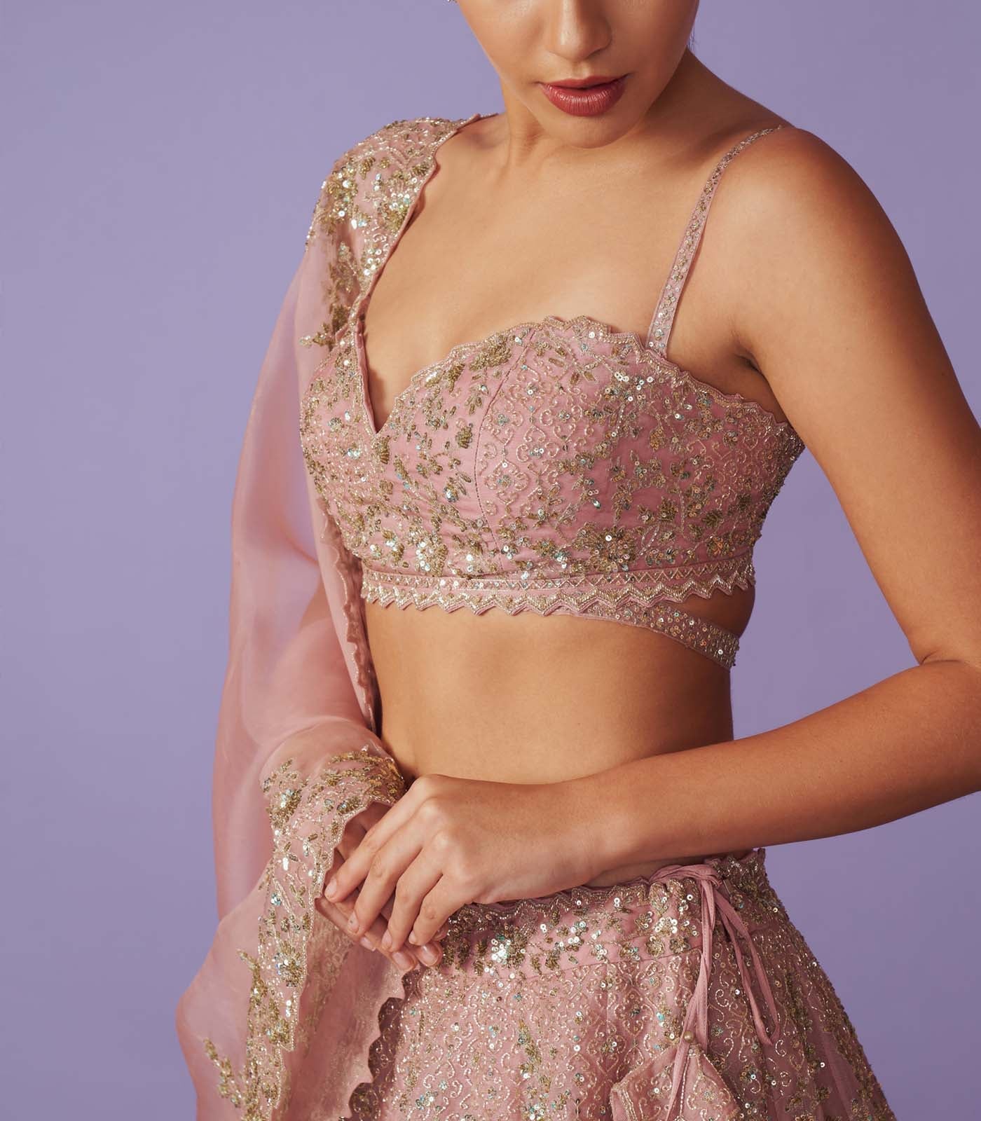 CY Anushree Reddy Tara Blush Pink Lehenga Set Closeup 1