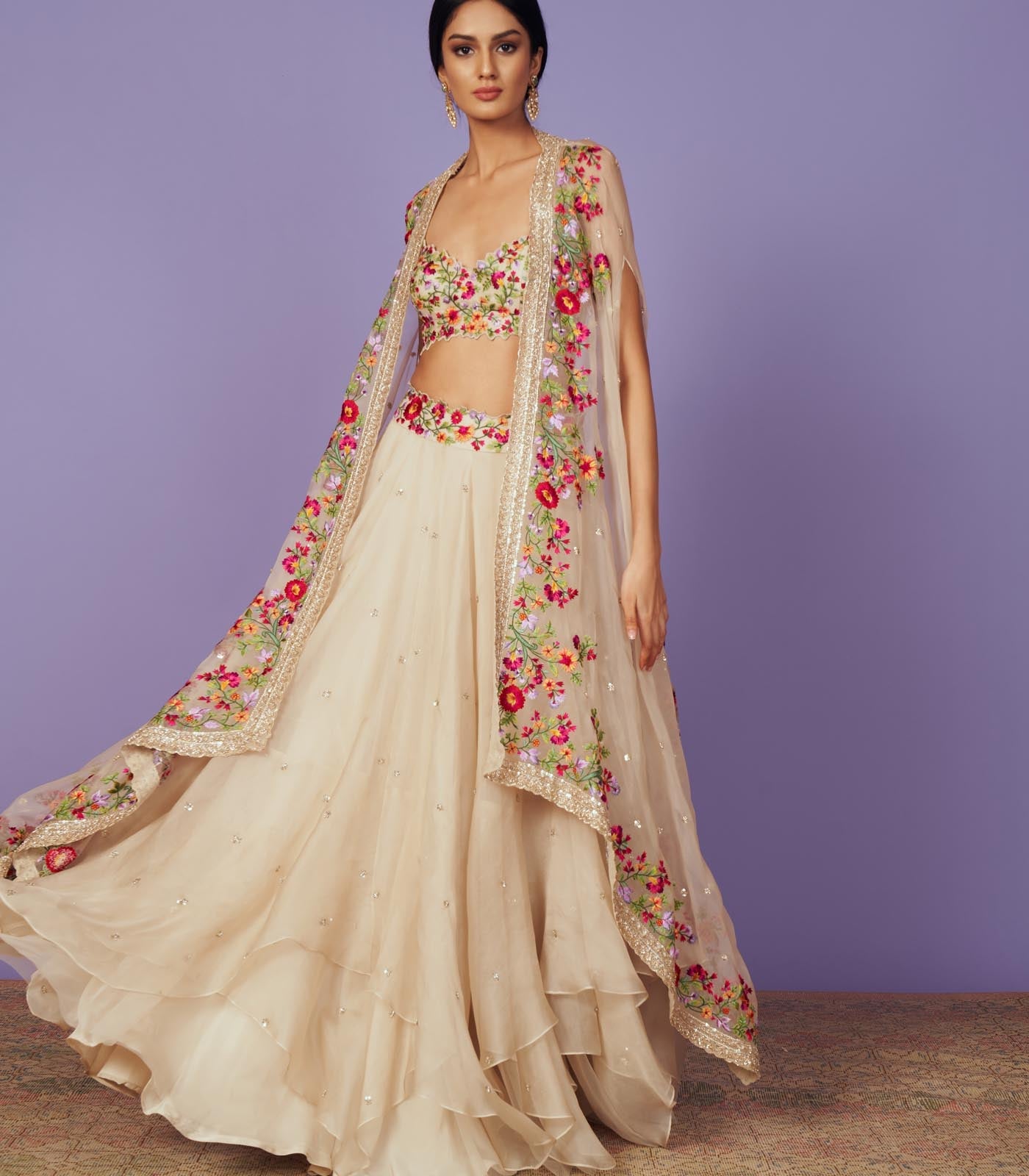 CY Anushree Reddy Zadozi Border Cape Set Front 1