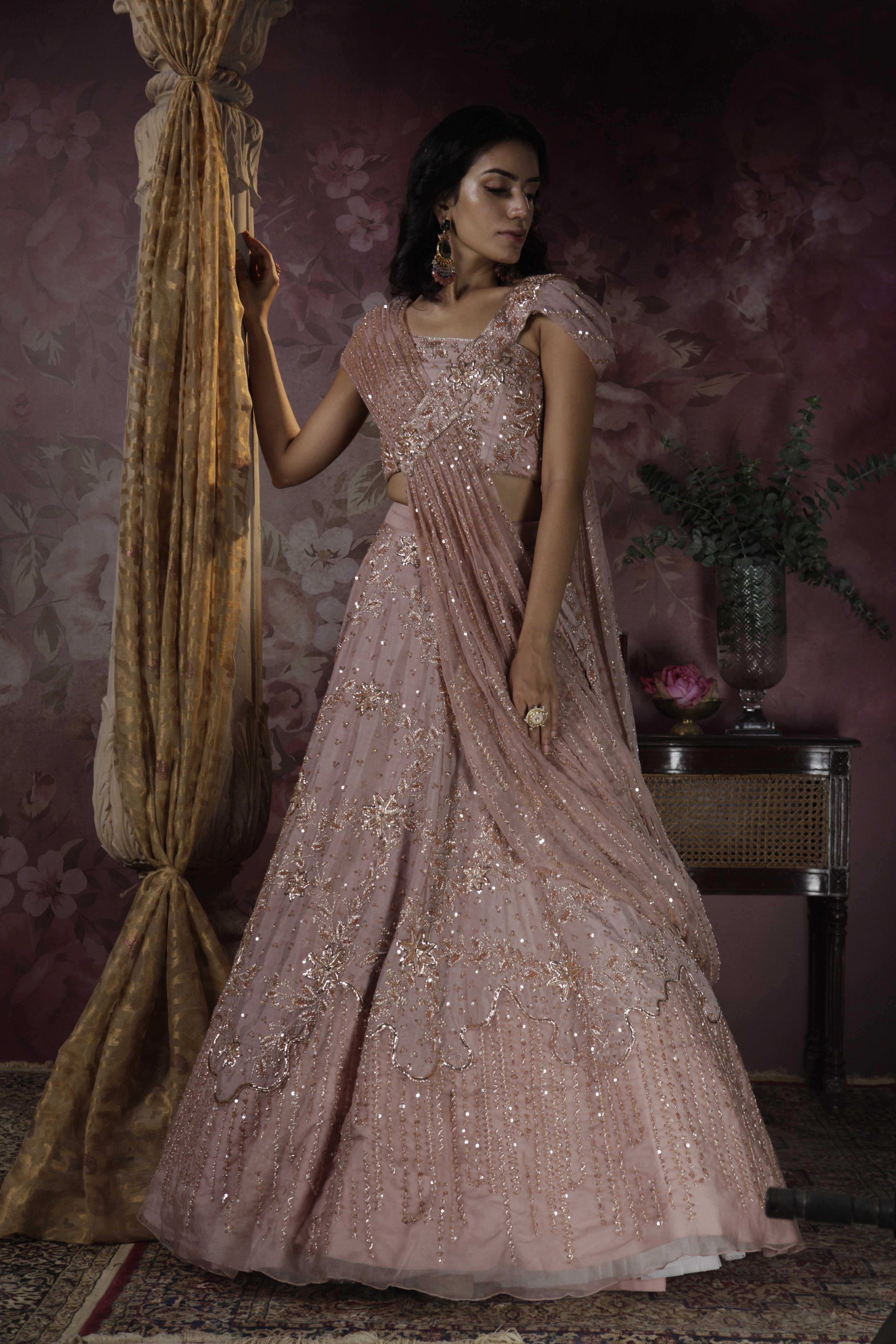 Bindani by Jigar & Nikita - Hand Embroidered Cocktail Lehenga Set