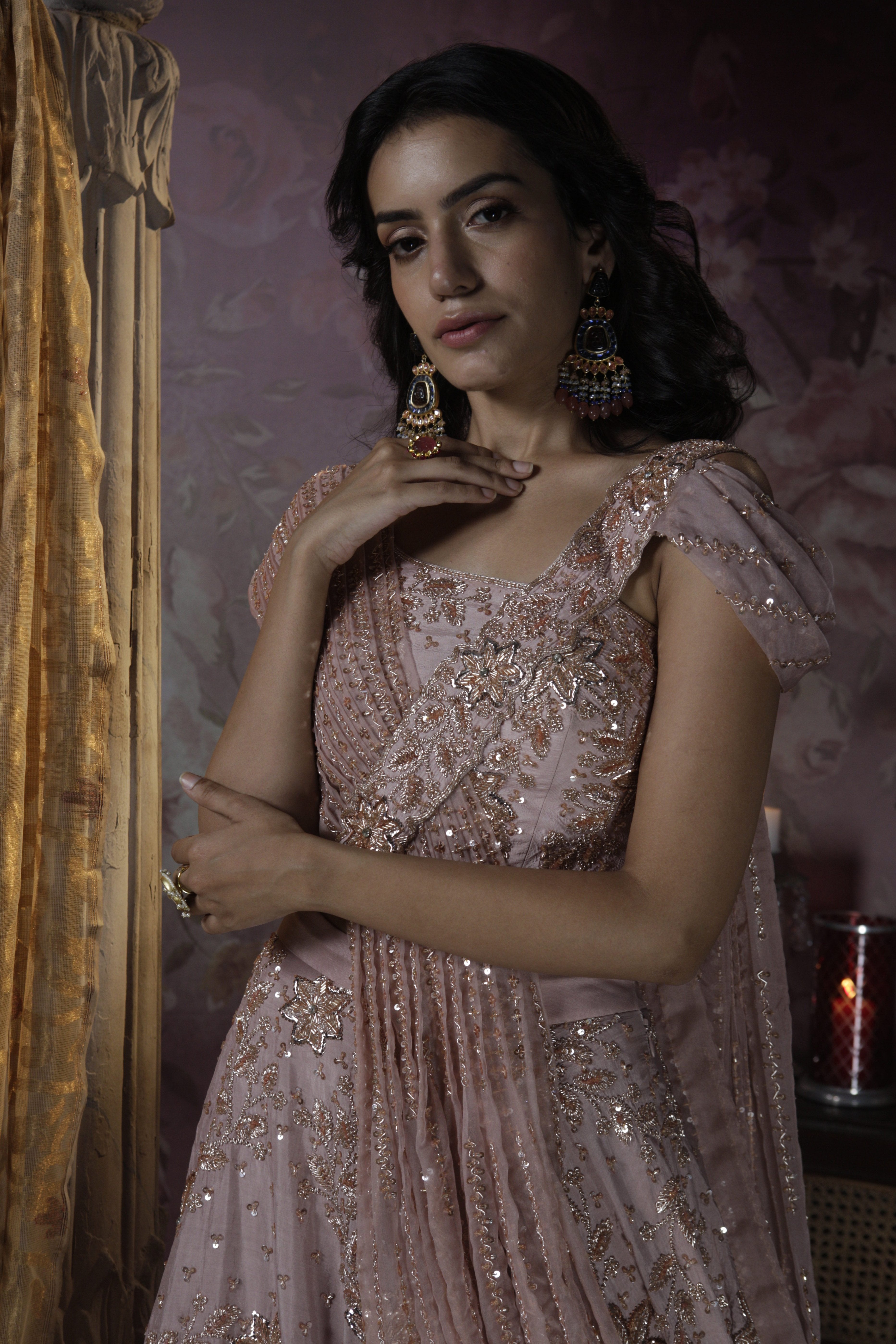 Bindani by Jigar & Nikita - Hand Embroidered Cocktail Lehenga Set