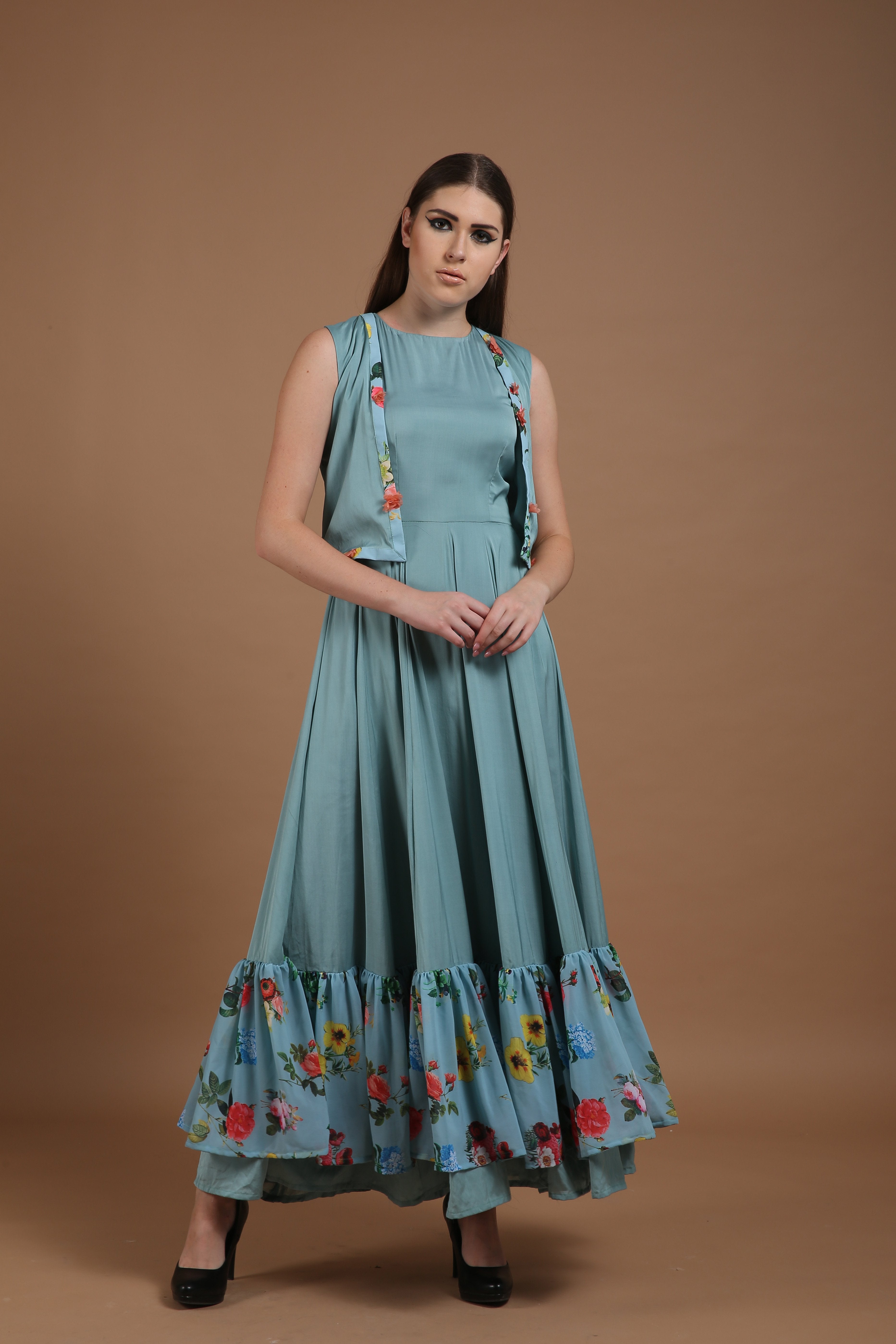 Bhagyashree Singh Raghuwanshi - Crepe Printed Anarkali Set