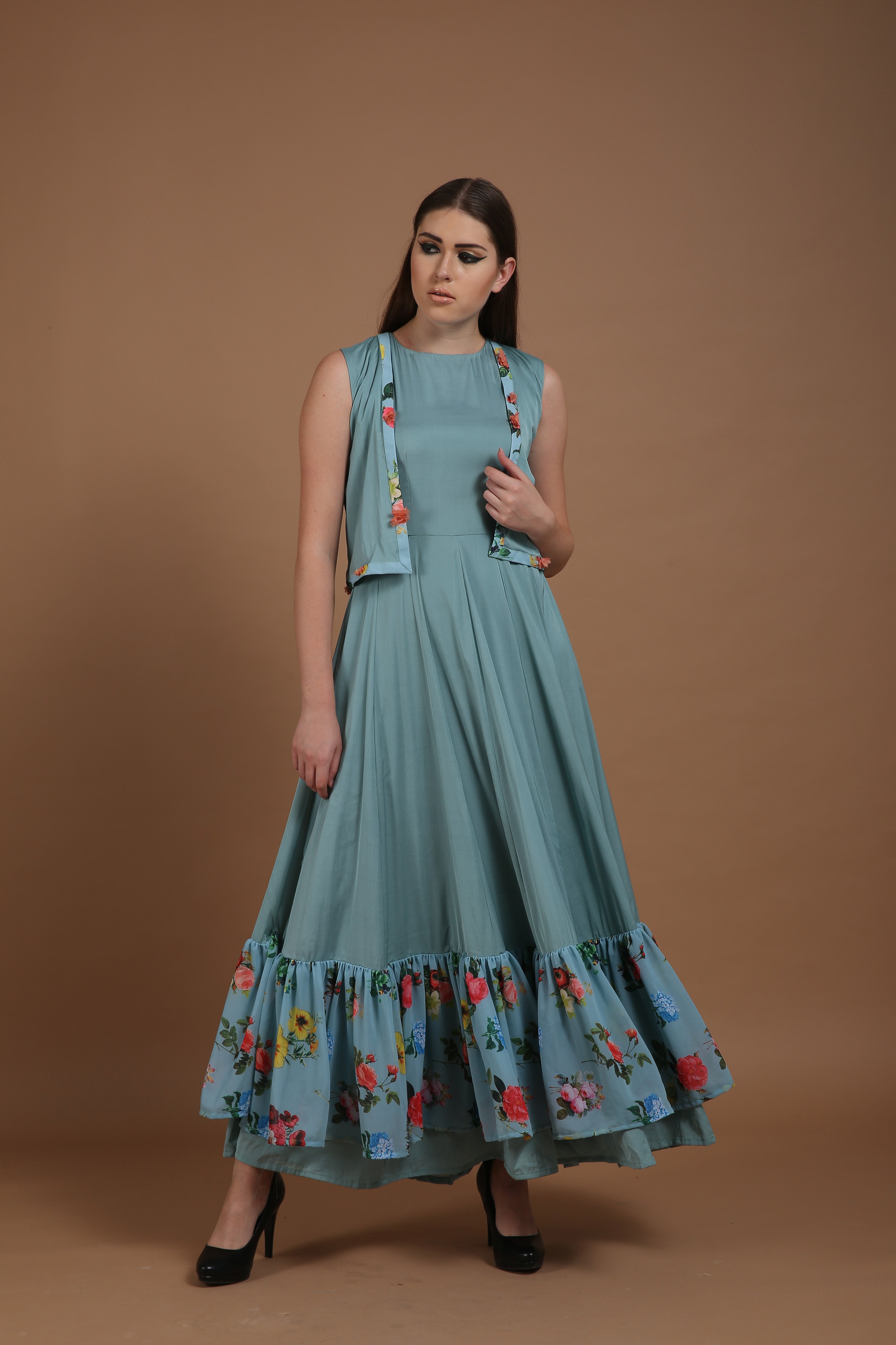 Bhagyashree Singh Raghuwanshi - Crepe Printed Anarkali Set