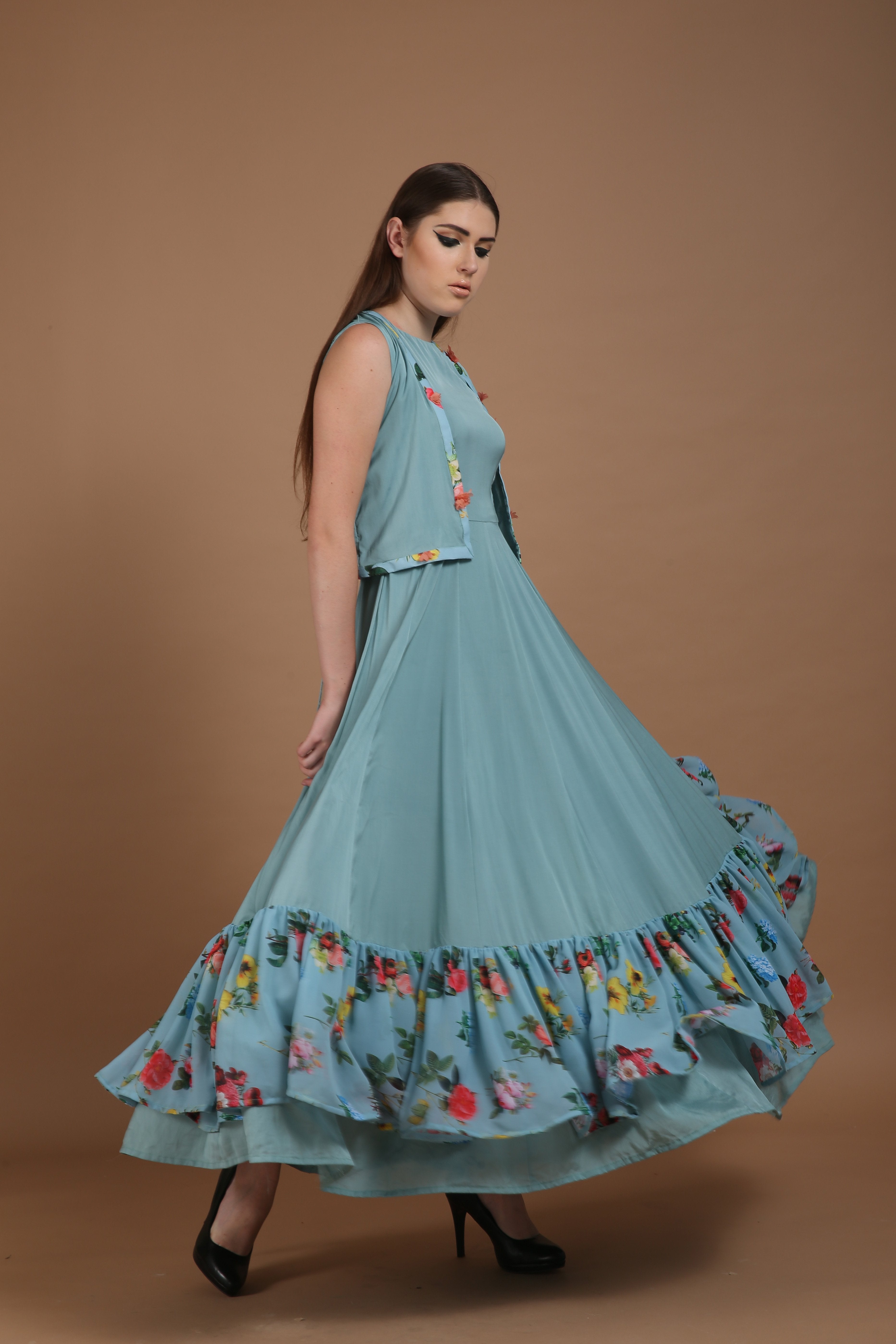 Bhagyashree Singh Raghuwanshi - Crepe Printed Anarkali Set