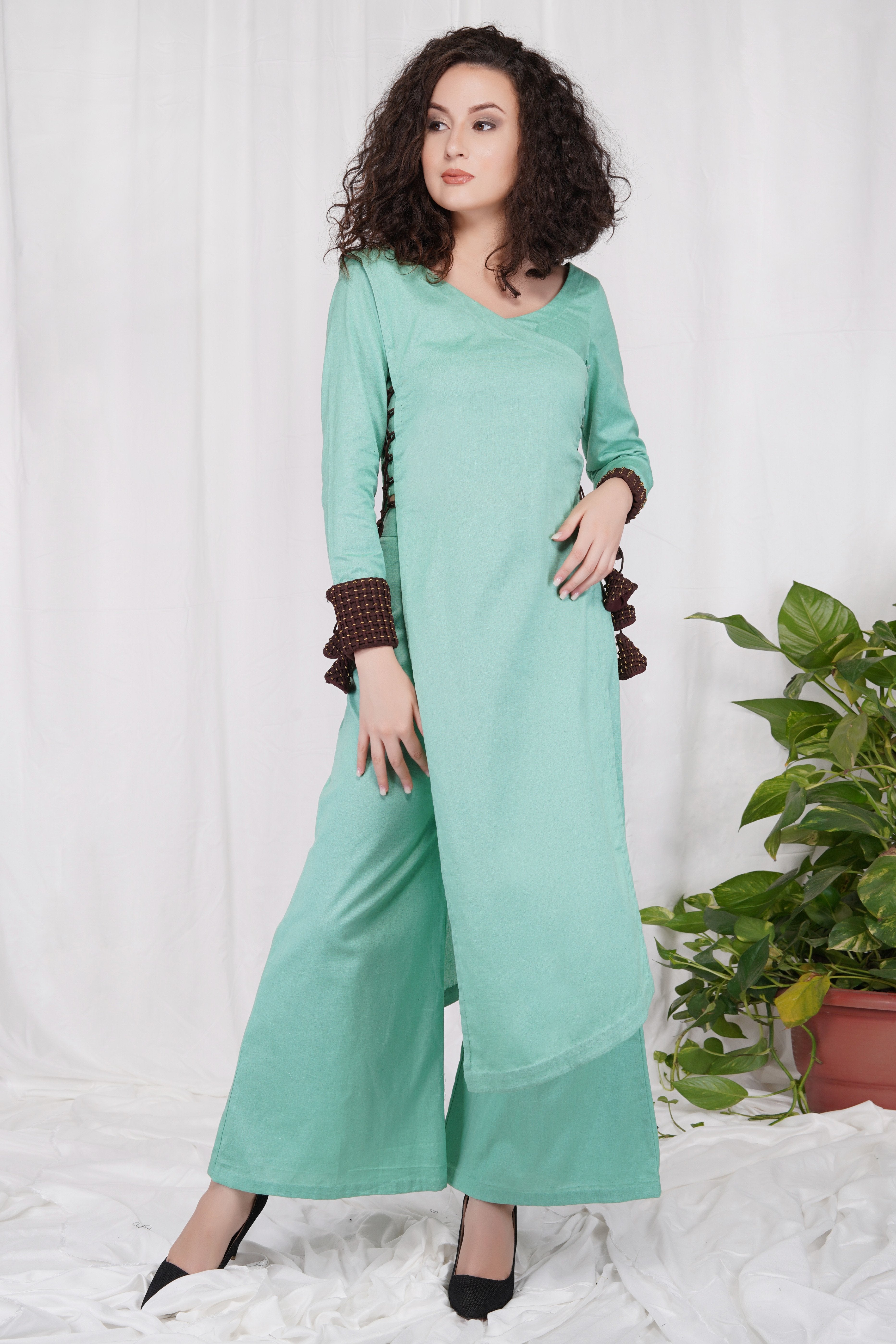 Bhagyashree Singh Raghuwanshi - Cuff Detail Palazzo Set