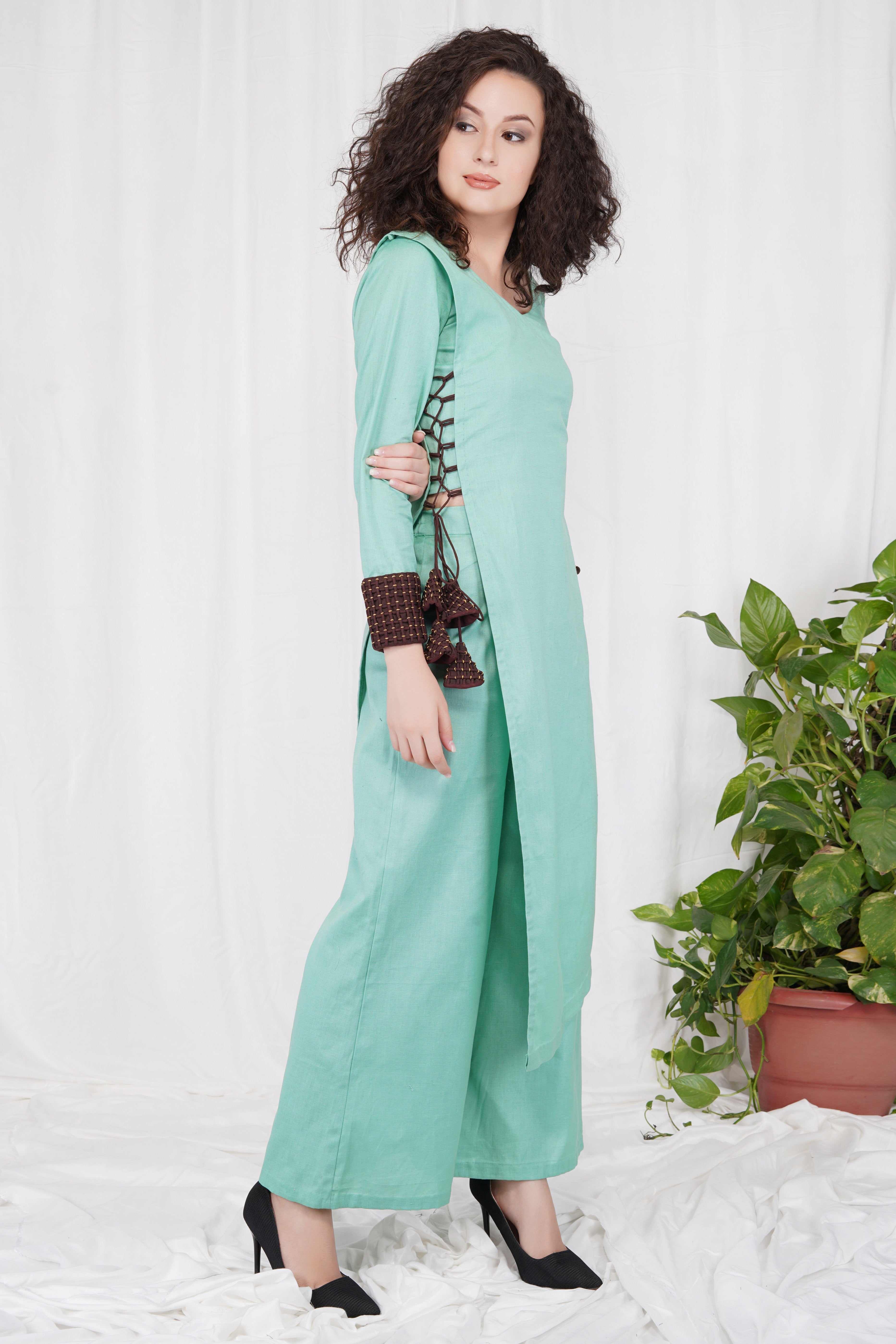 Bhagyashree Singh Raghuwanshi - Cuff Detail Palazzo Set