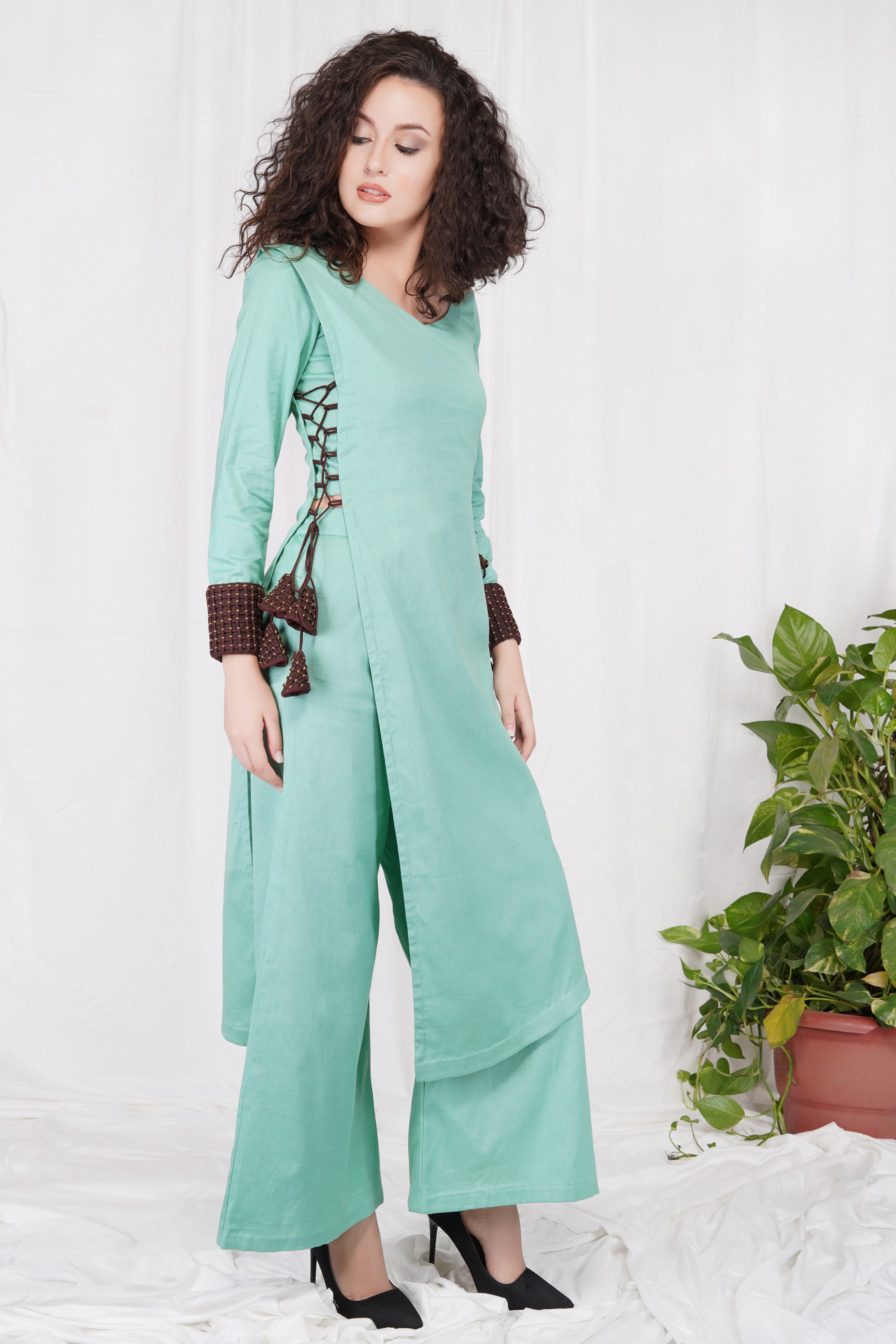 Bhagyashree Singh Raghuwanshi - Cuff Detail Palazzo Set