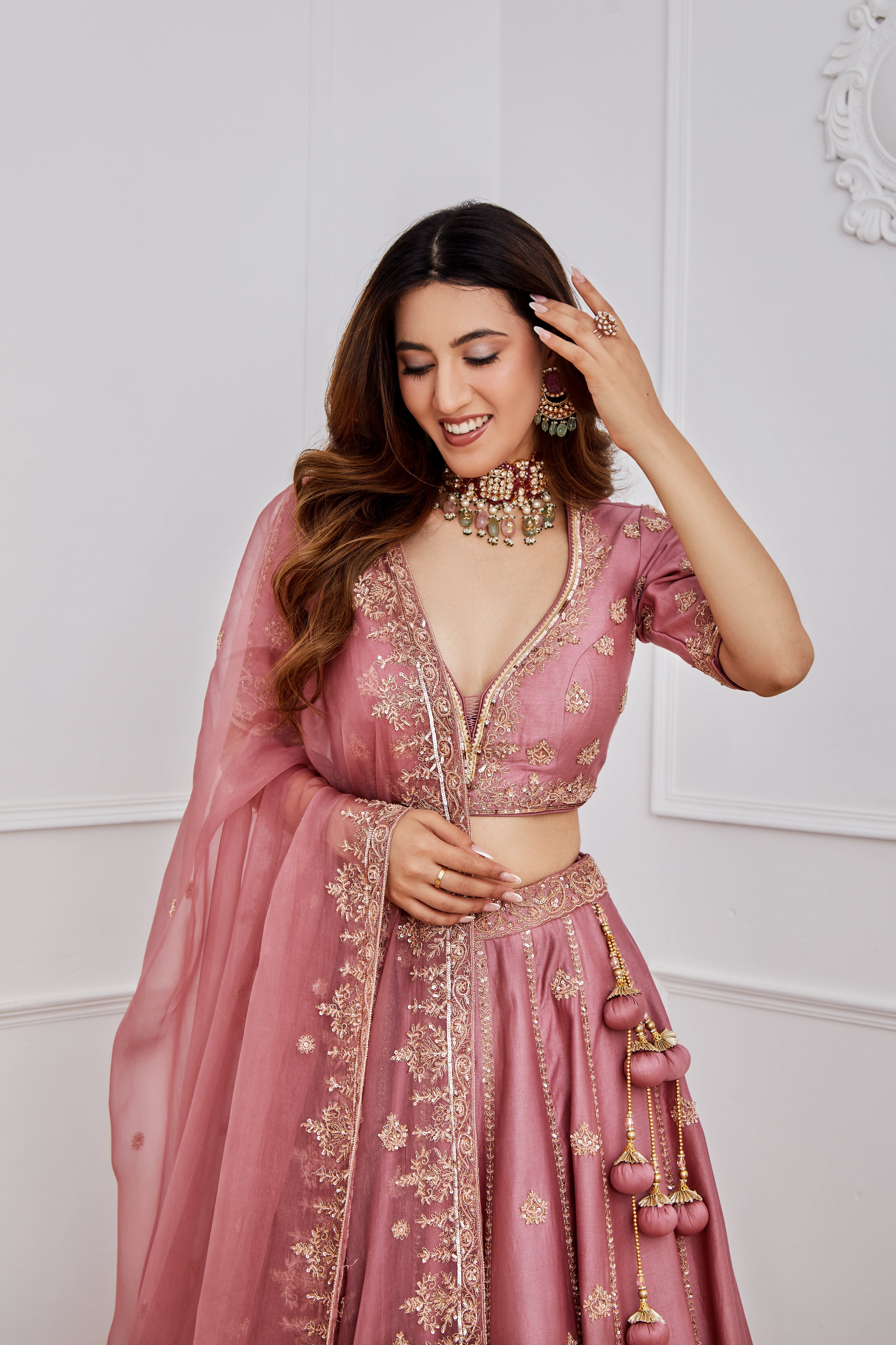 Jigar Mali - Aurora Pink Chanderi Lehenga Set