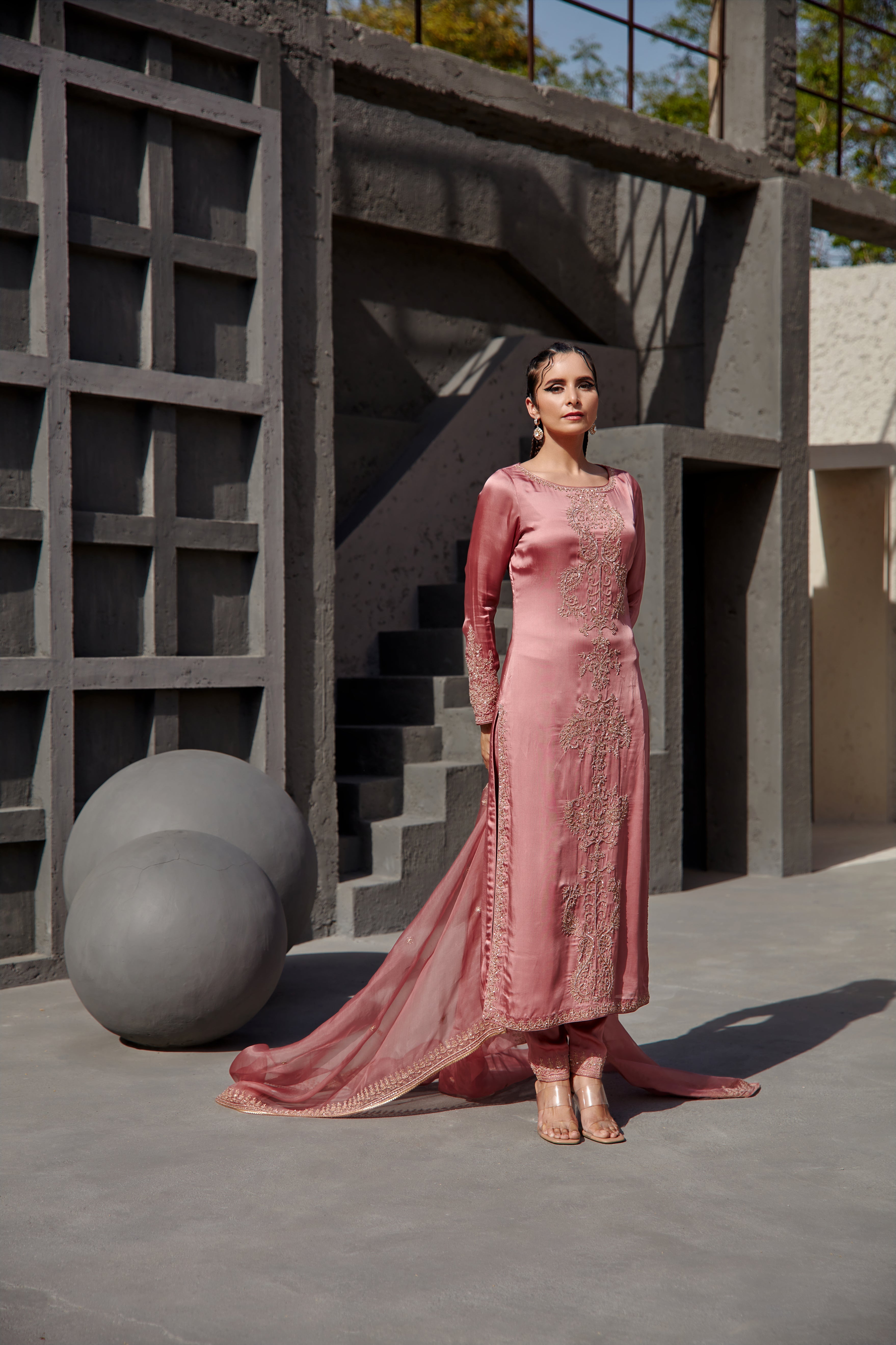 Jigar Mali - Aurora Pink Straight Suit Set