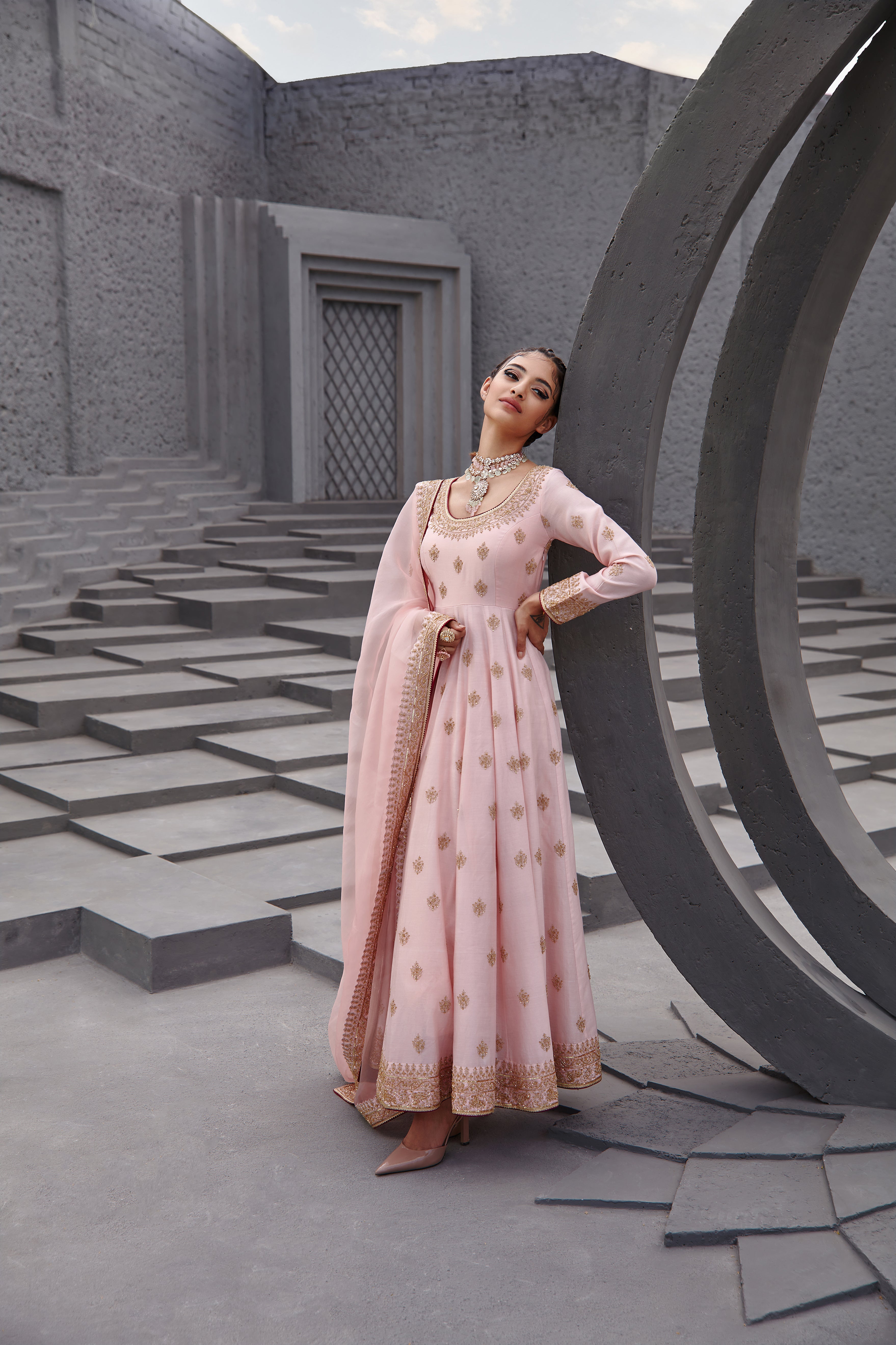 Jigar Mali - Cameo Pink Anarkali Set