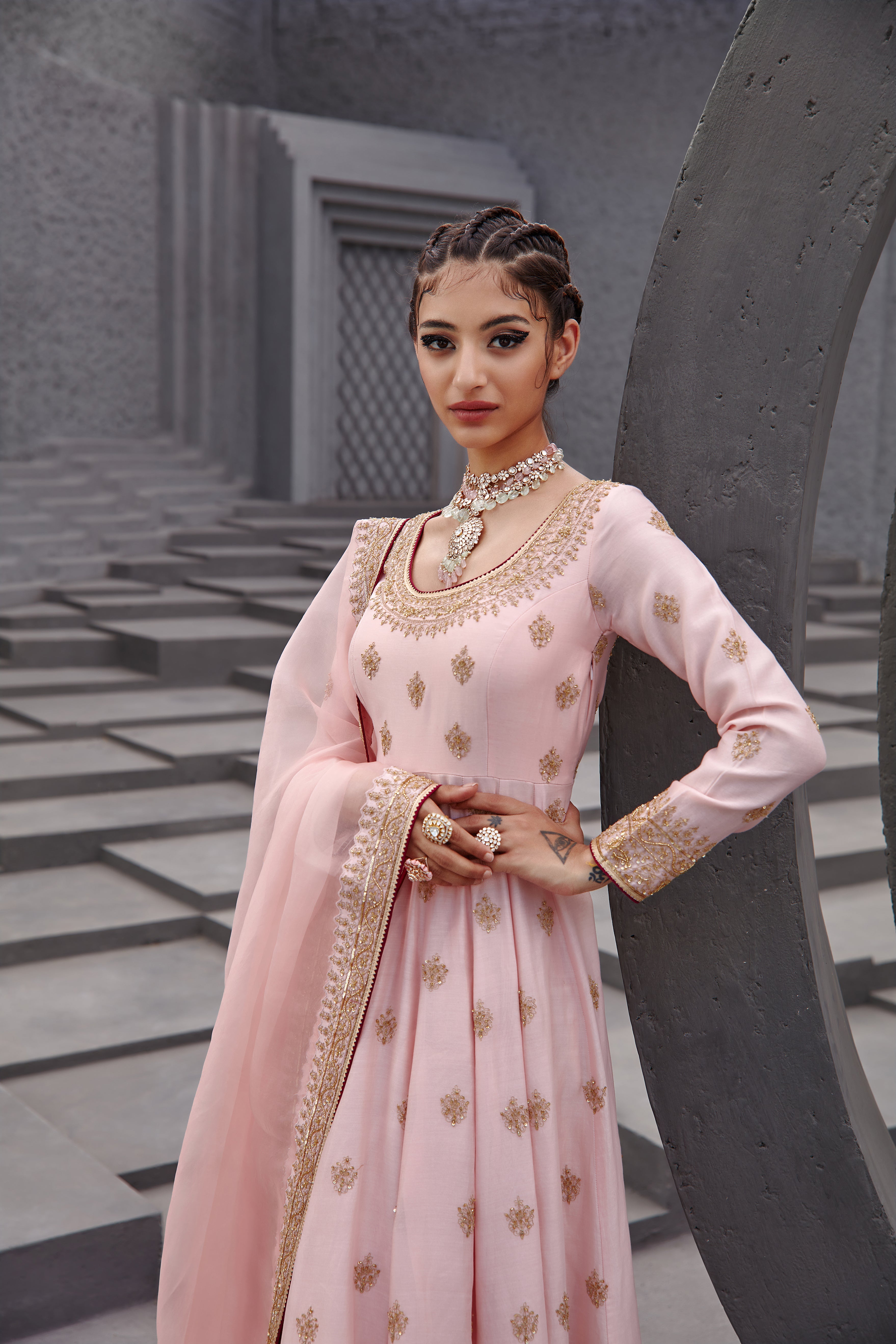Jigar Mali - Cameo Pink Anarkali Set
