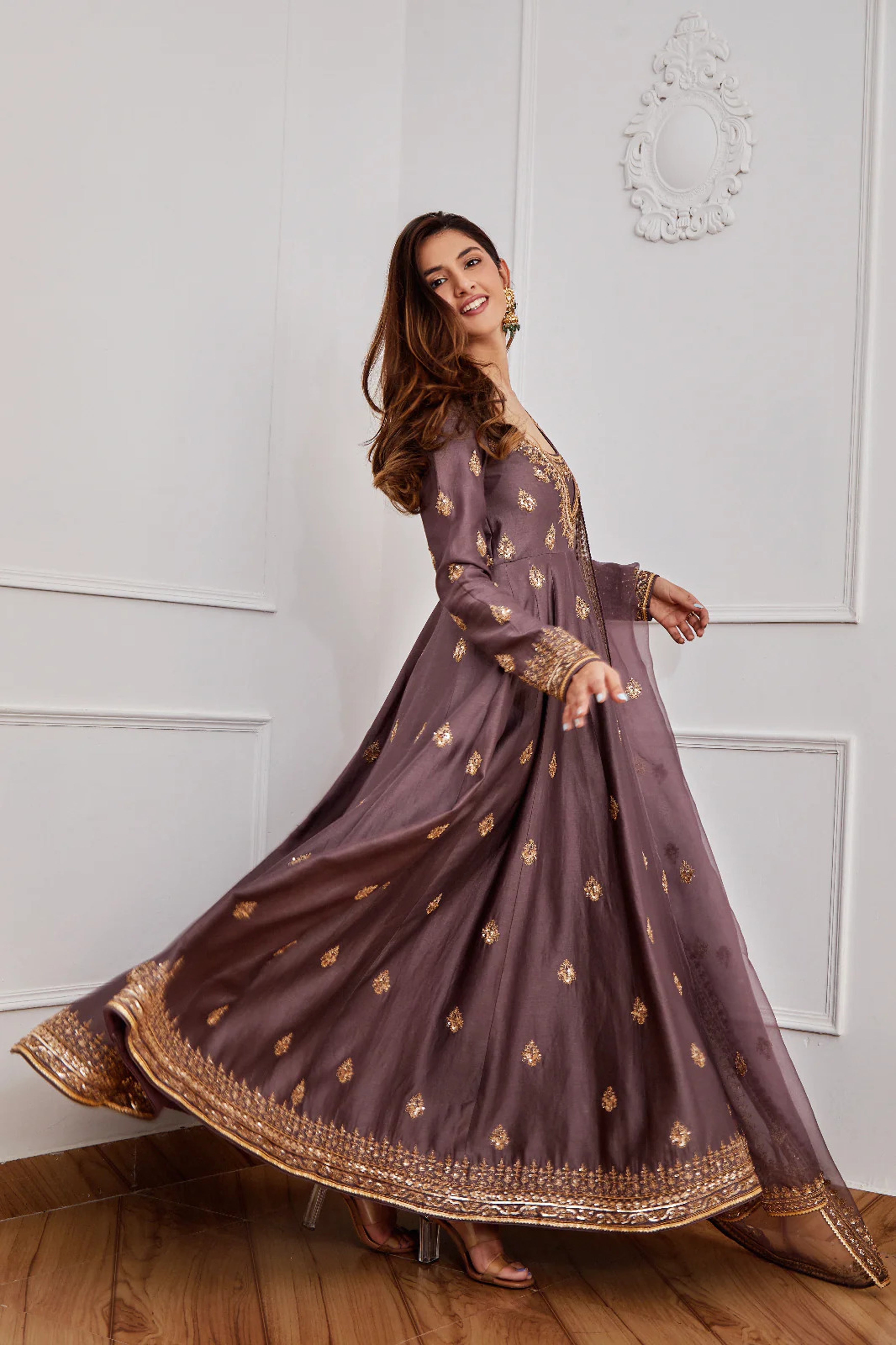 Jigar Mali - Dark Purple Anarkali Set