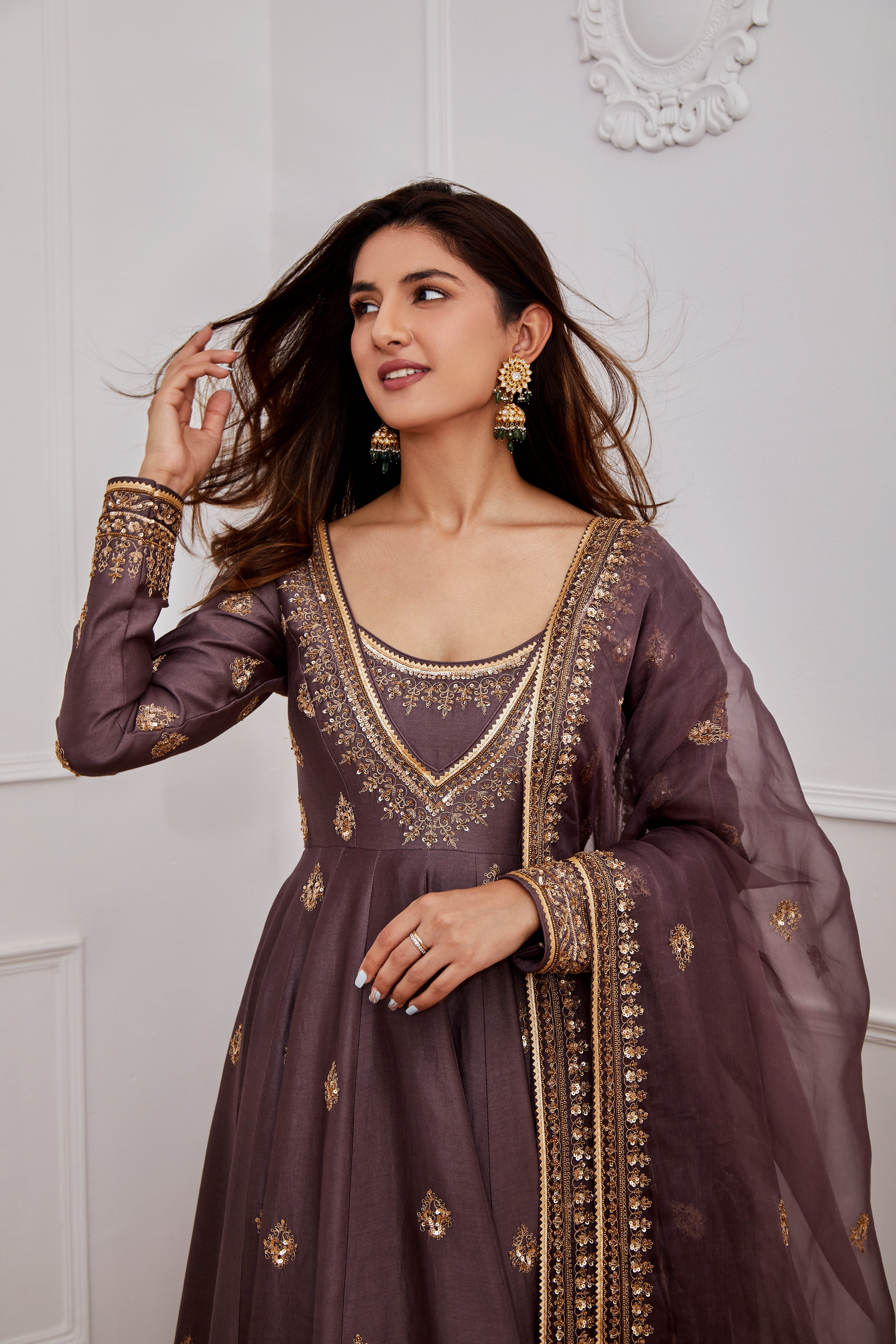 Jigar Mali - Dark Purple Anarkali Set