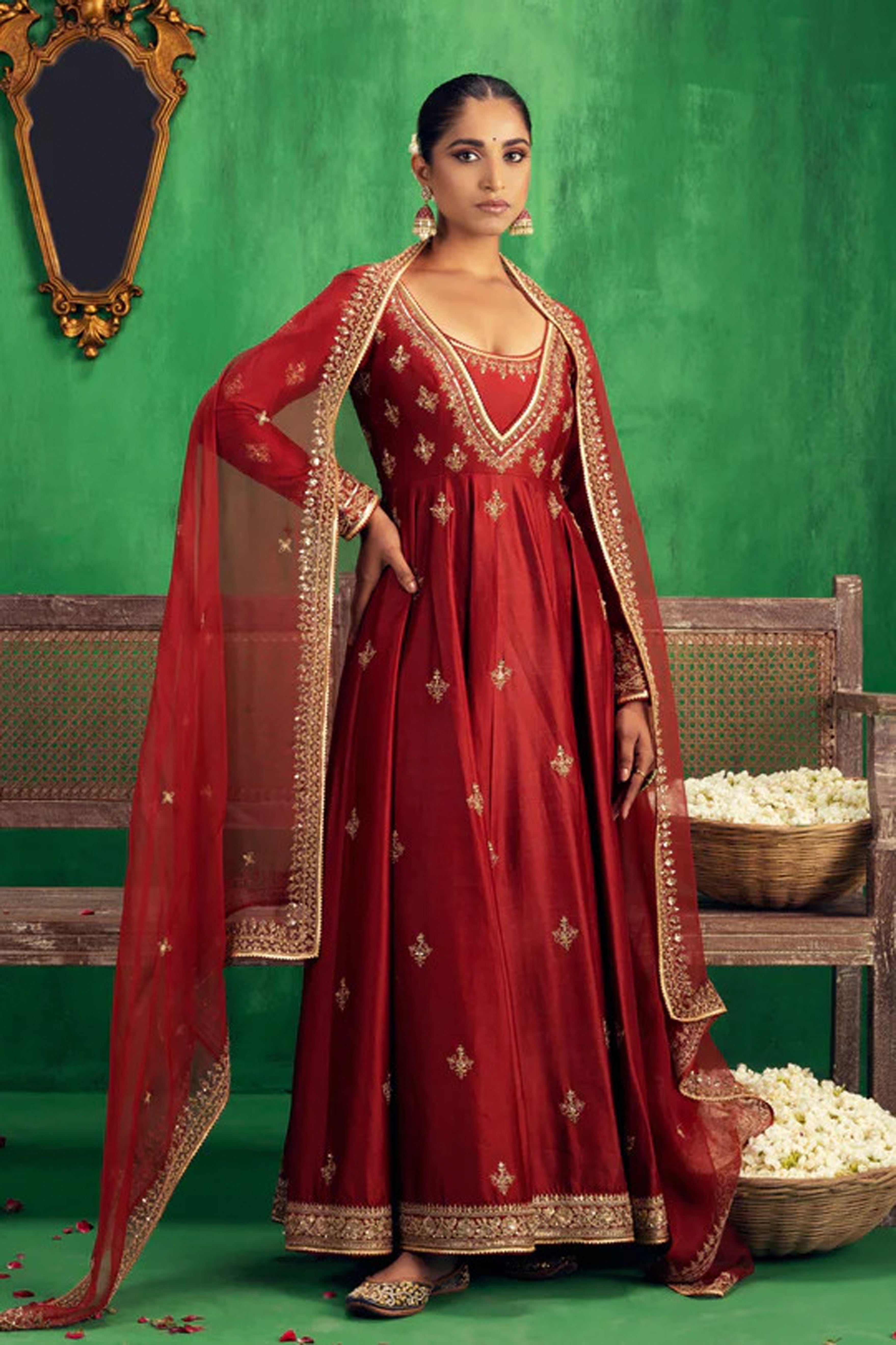 Jigar Mali - Red Anarkali Set