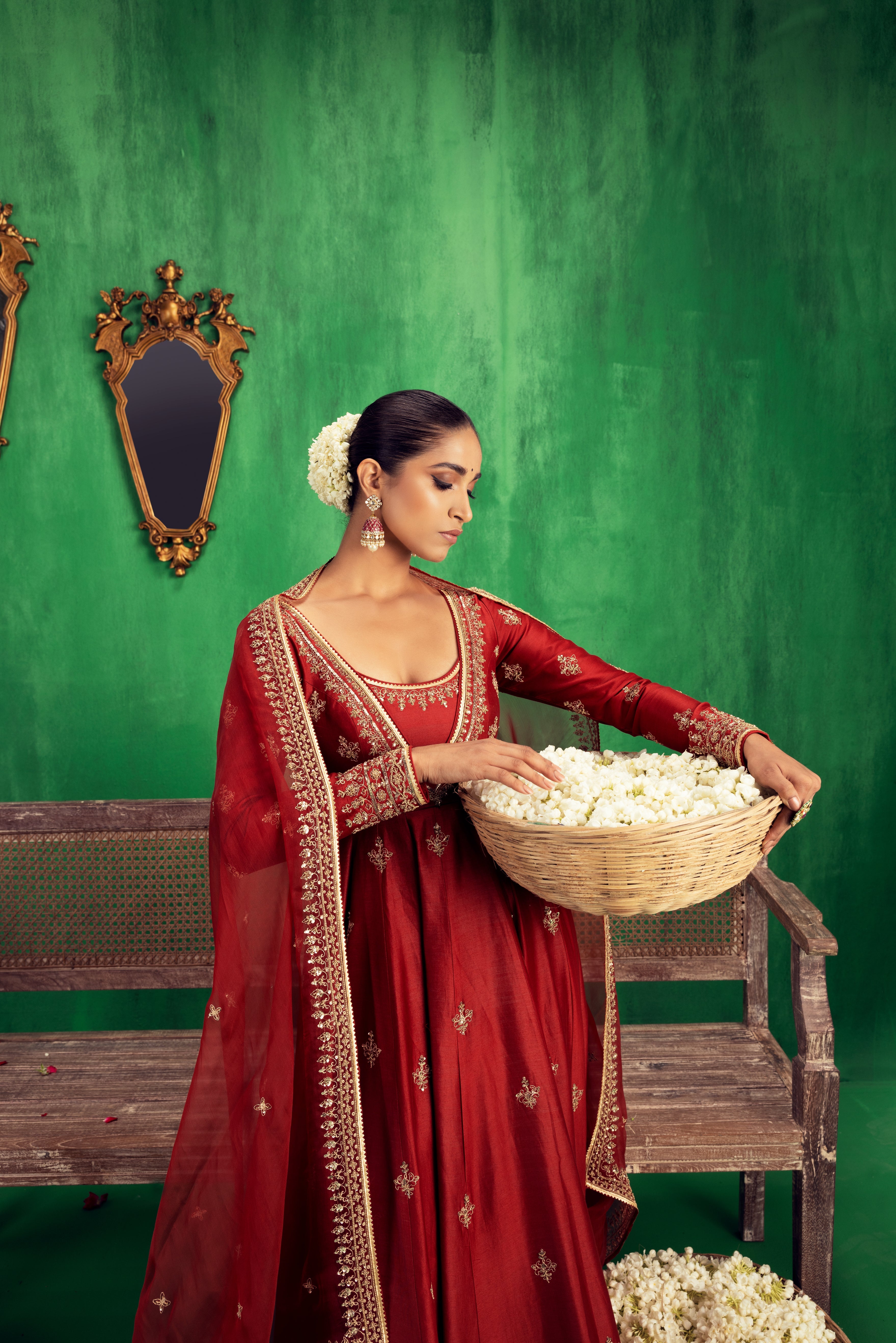 Jigar Mali - Red Anarkali Set