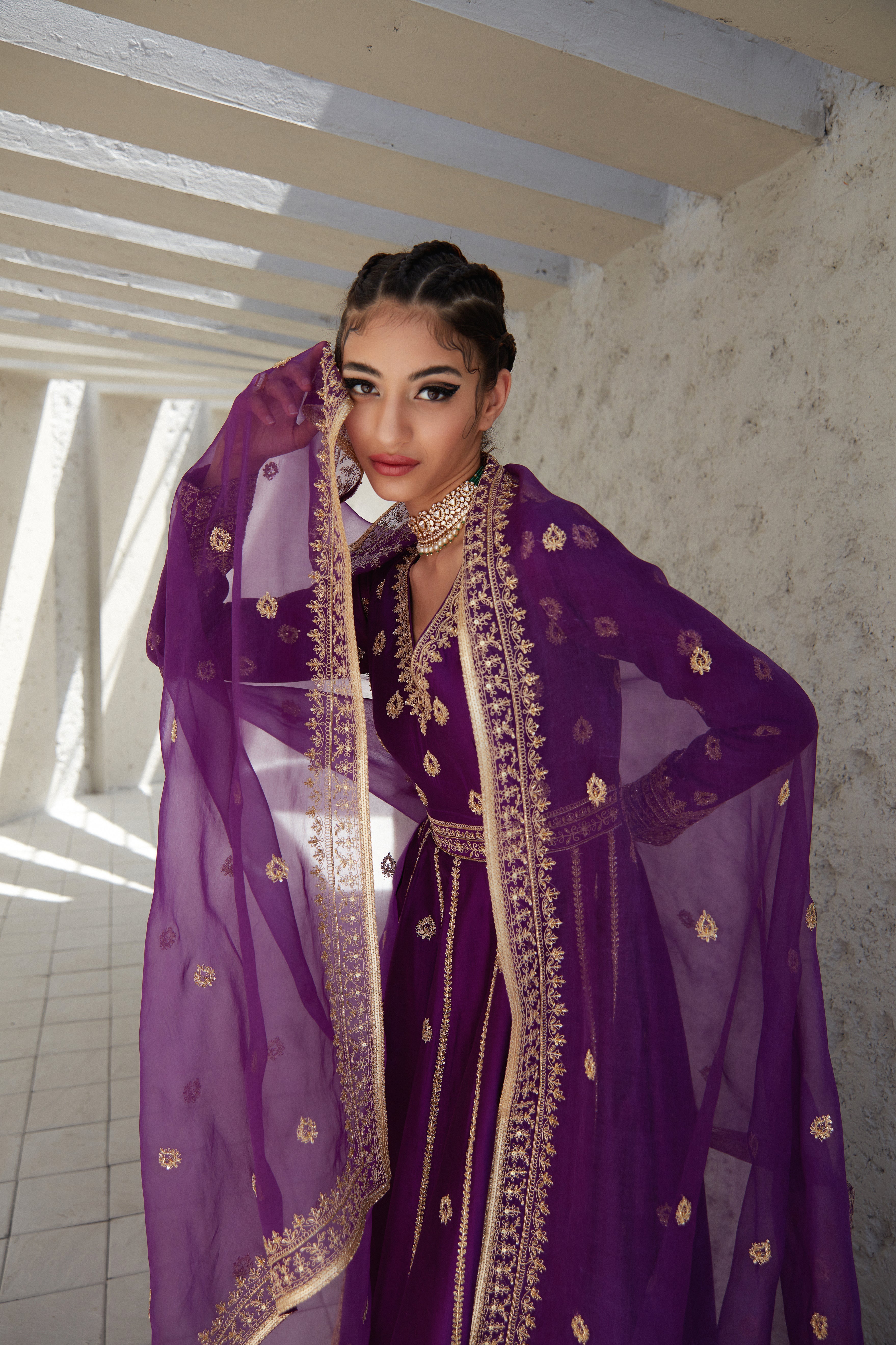 Jigar Mali - Irish Purple Flared Anarkali Set