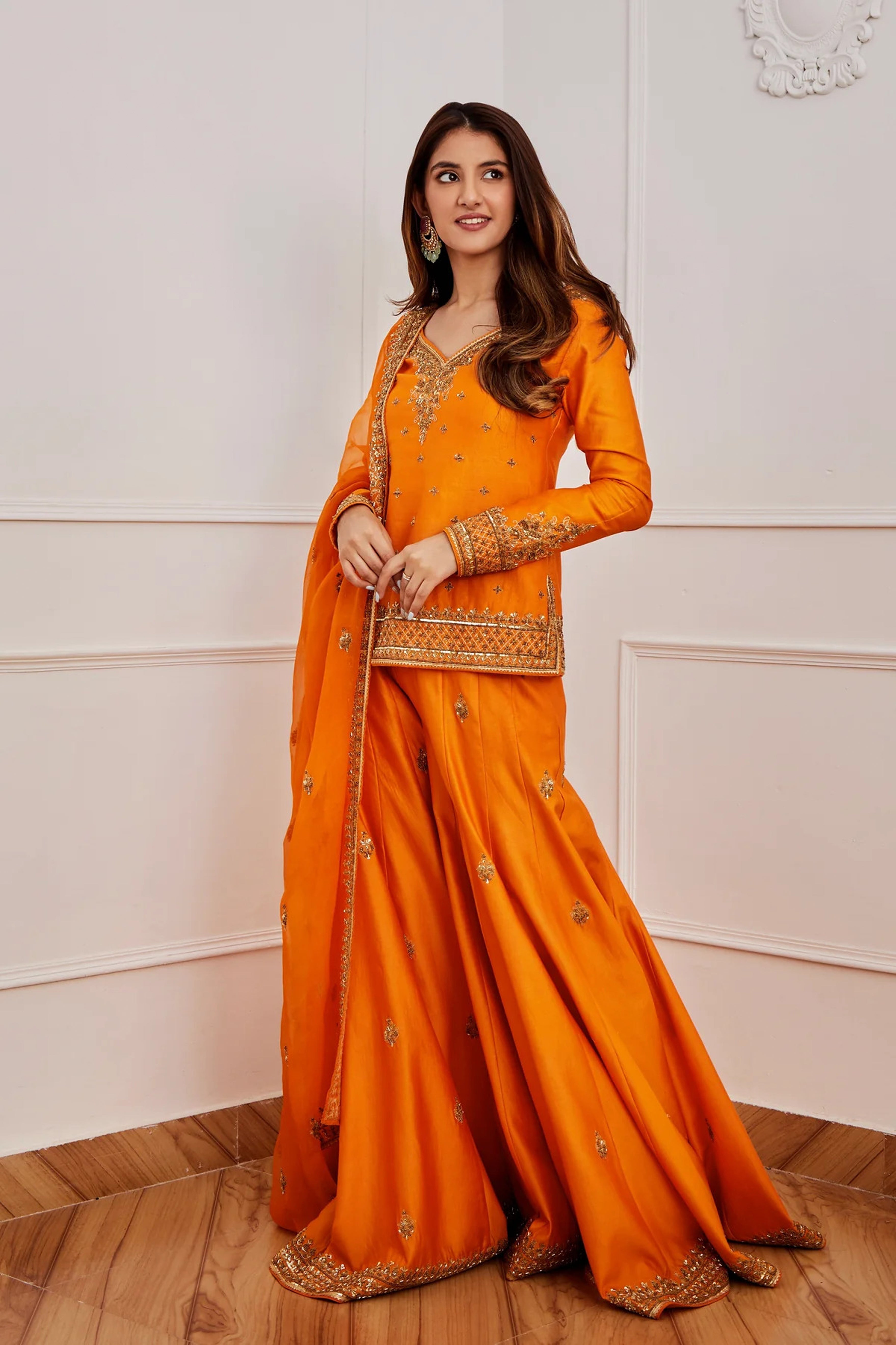 Jigar Mali - Tangerine Sharara Set