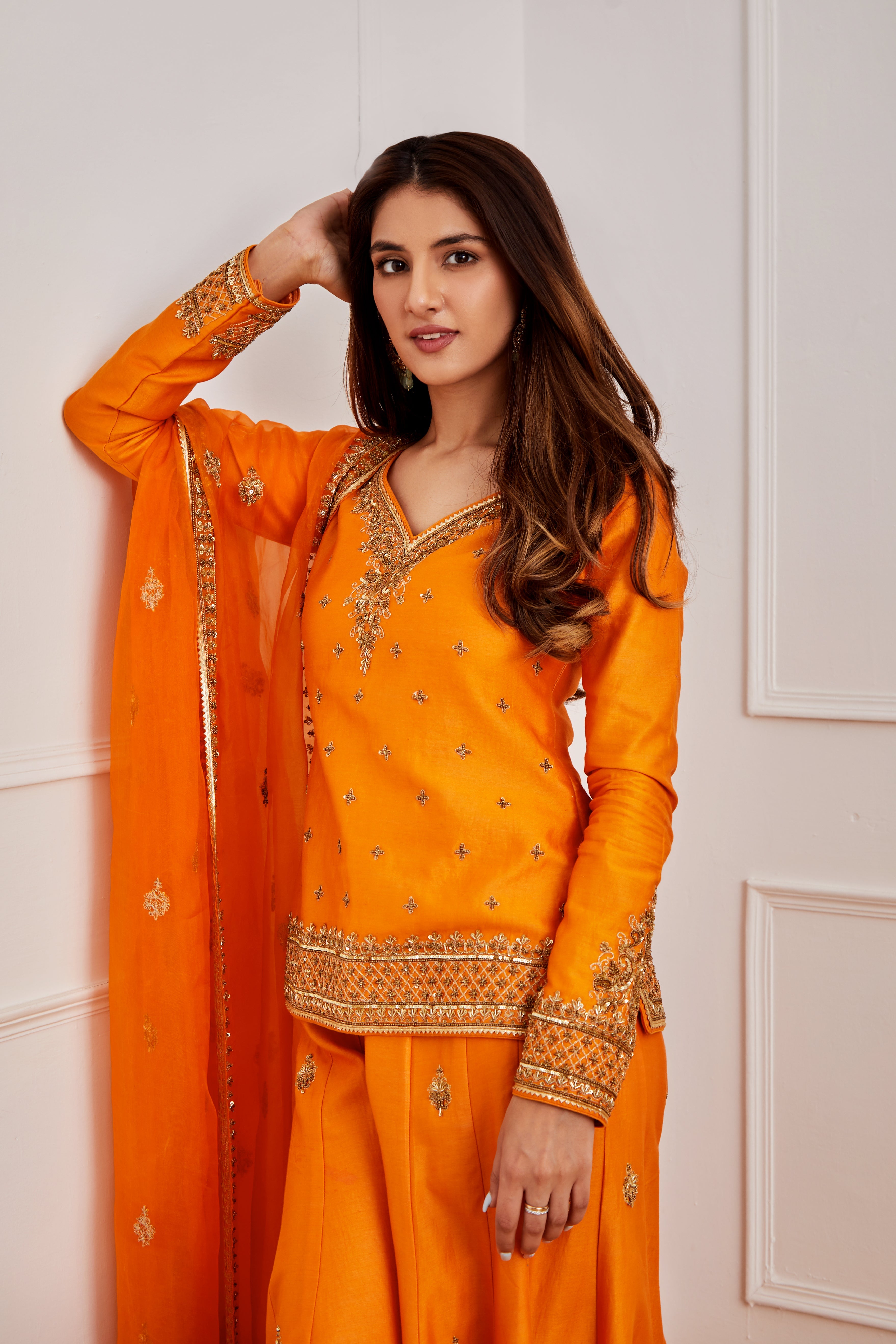 Jigar Mali - Tangerine Sharara Set
