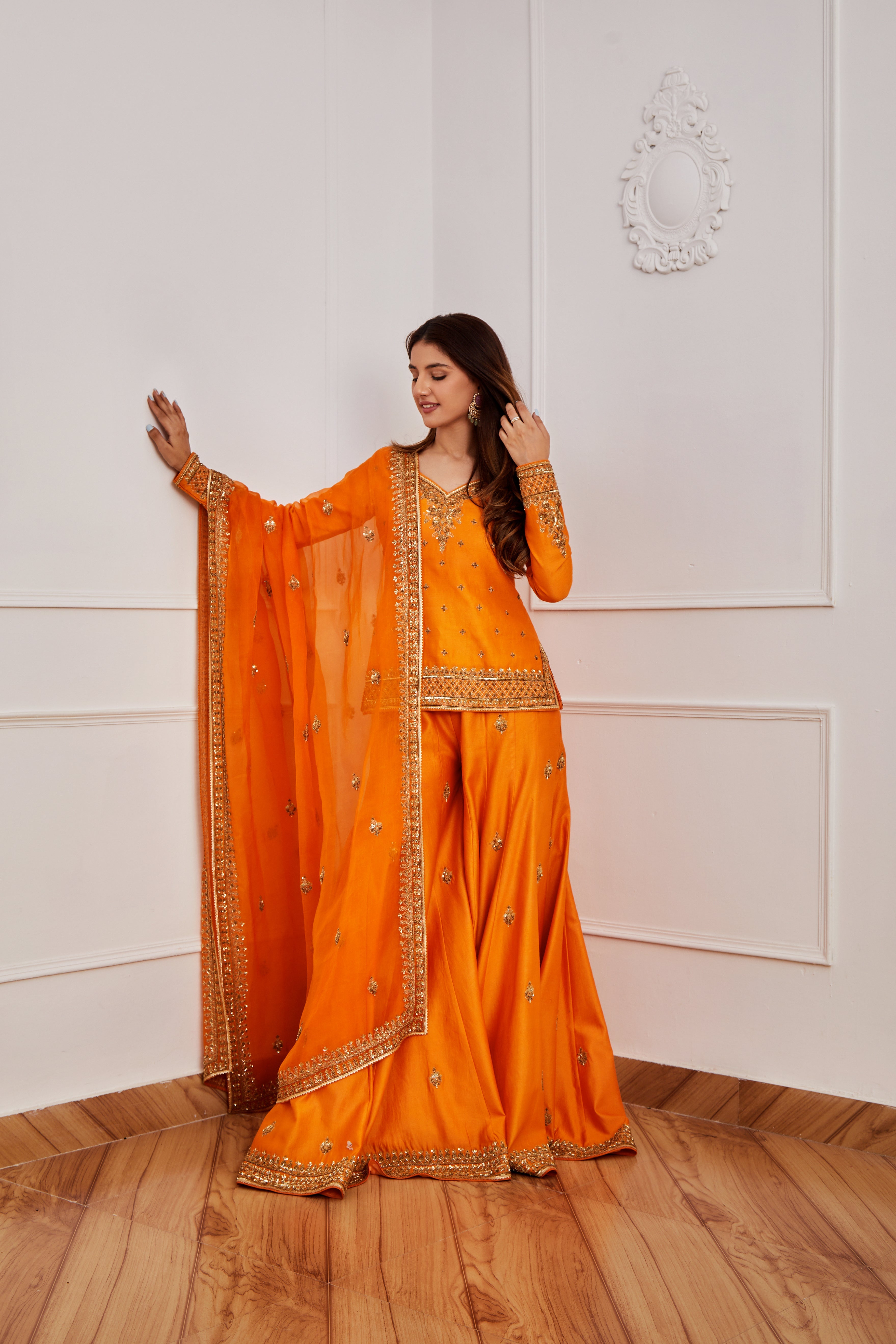 Jigar Mali - Tangerine Sharara Set