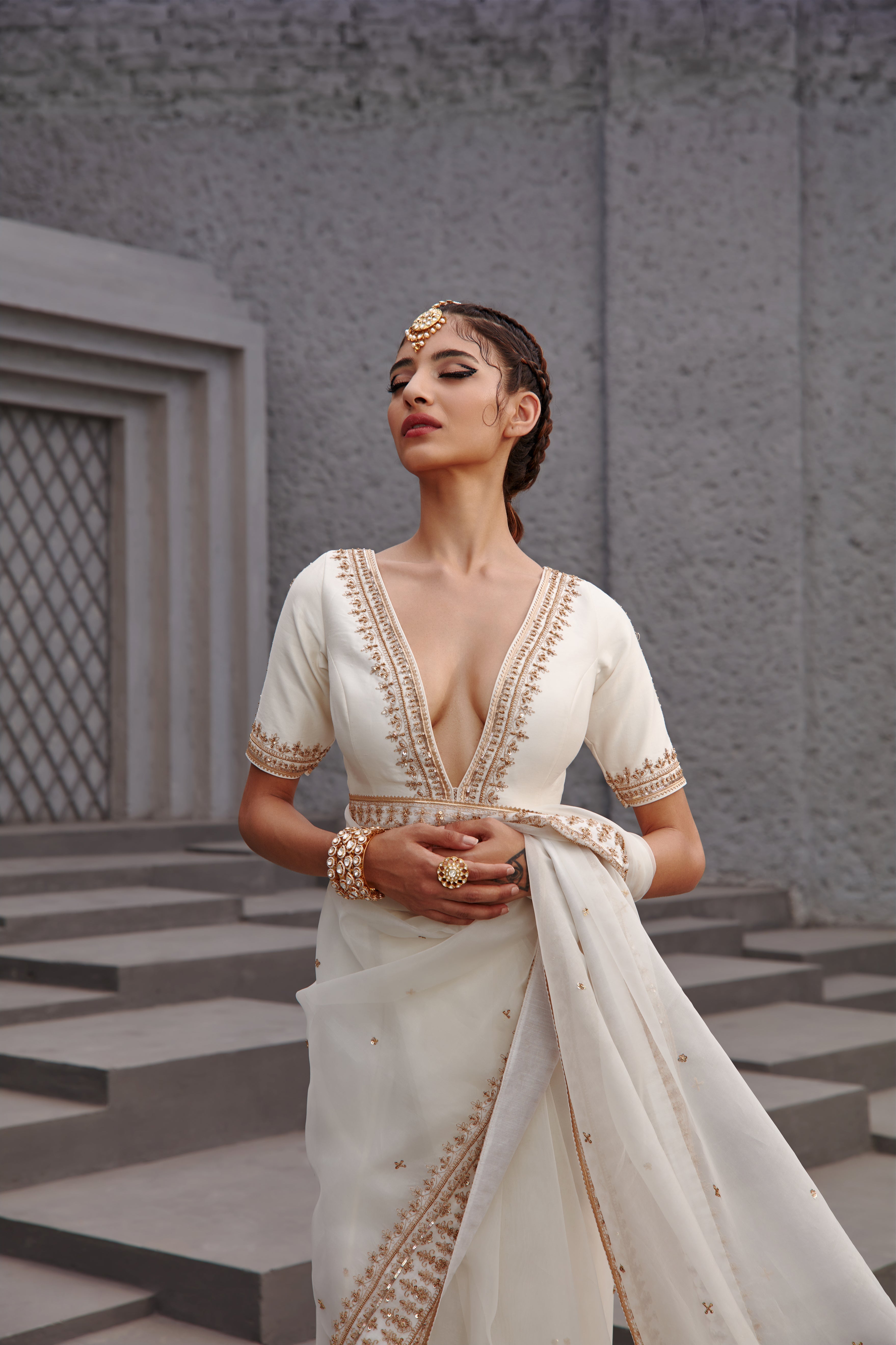 Jigar Mali - Aurora Pink Wine Heavy Bridal Set