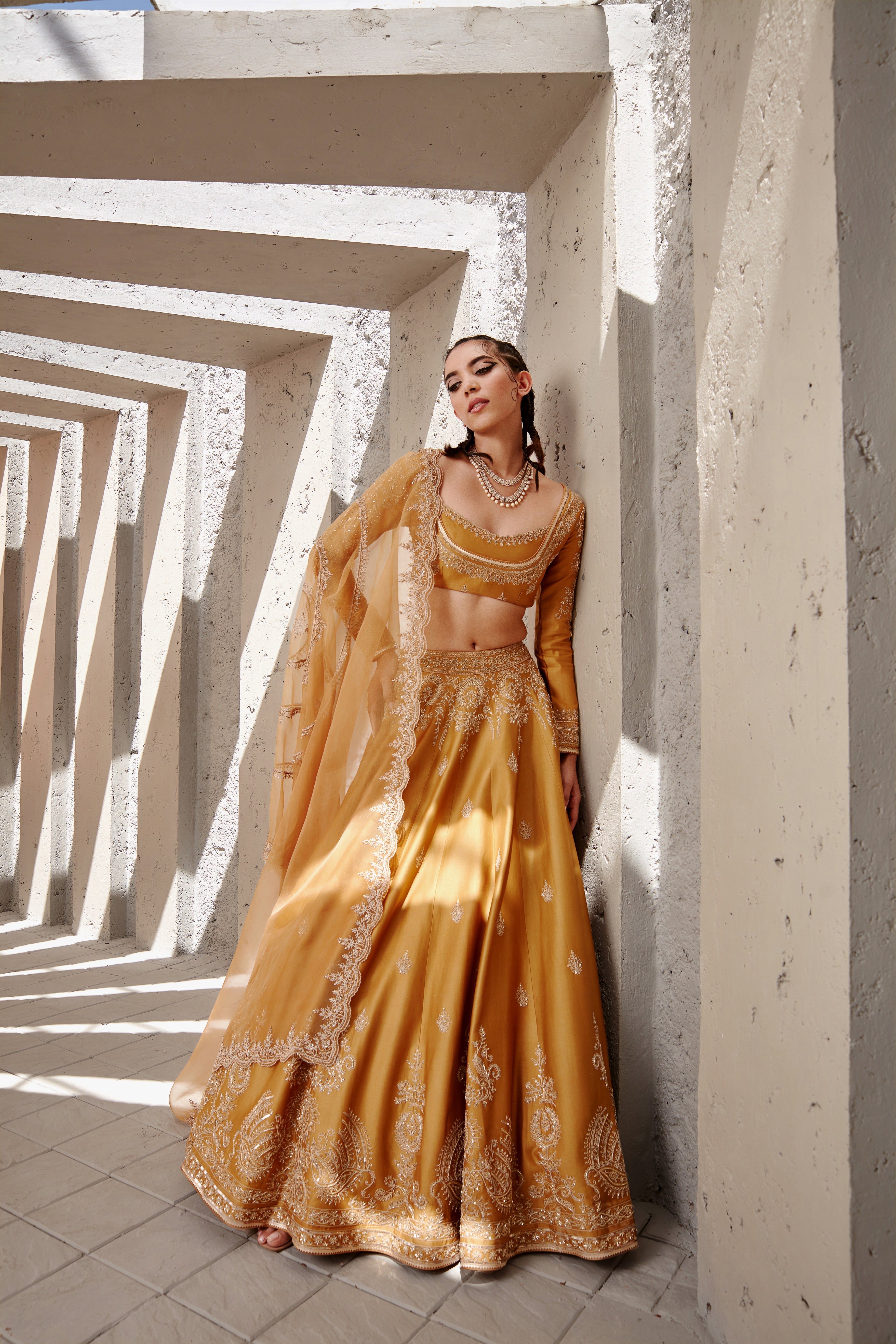 Jigar Mali - Tuscan Mustard Lehenga Set