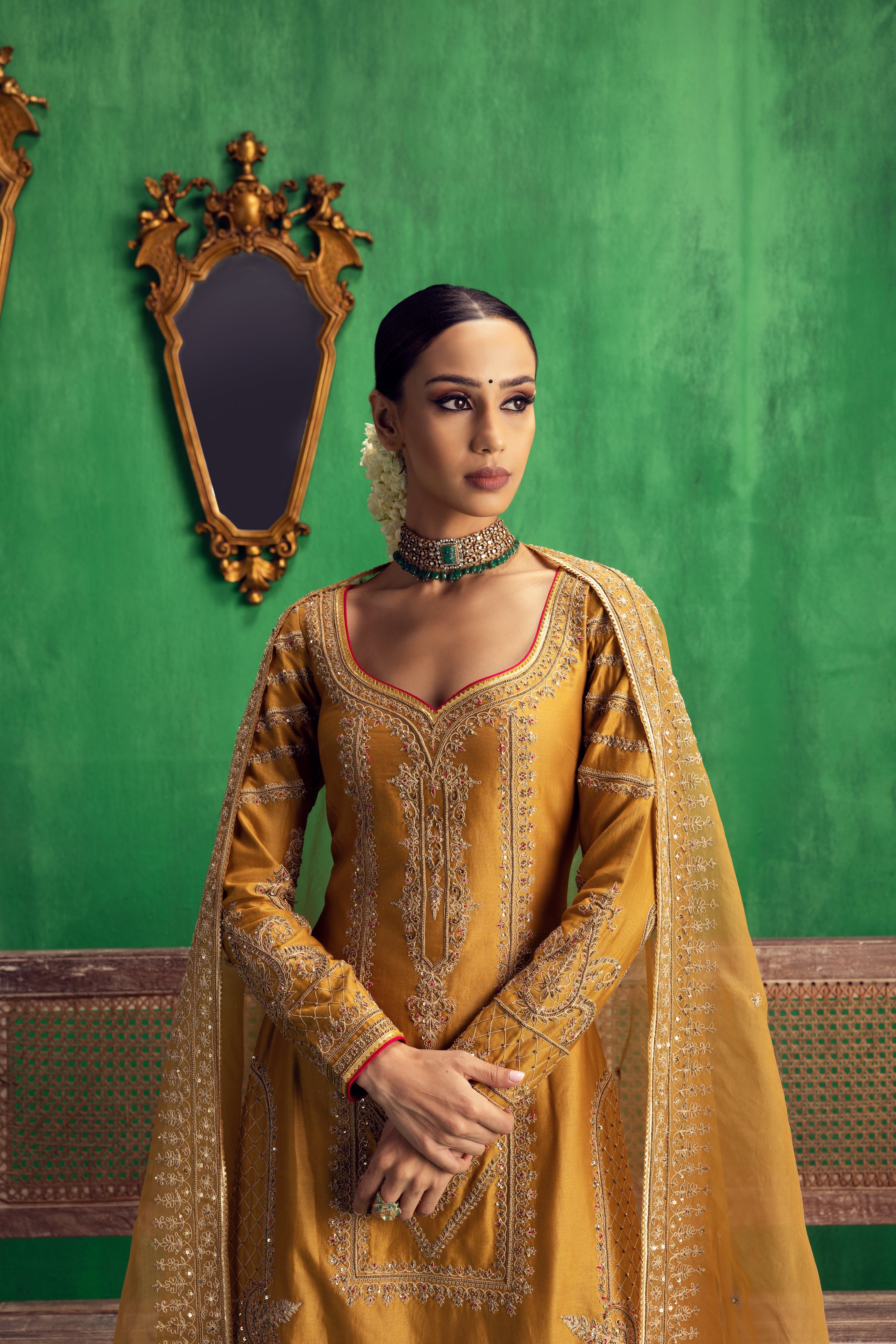 Jigar Mali - Tuscan Mustard Flared Sharara Set