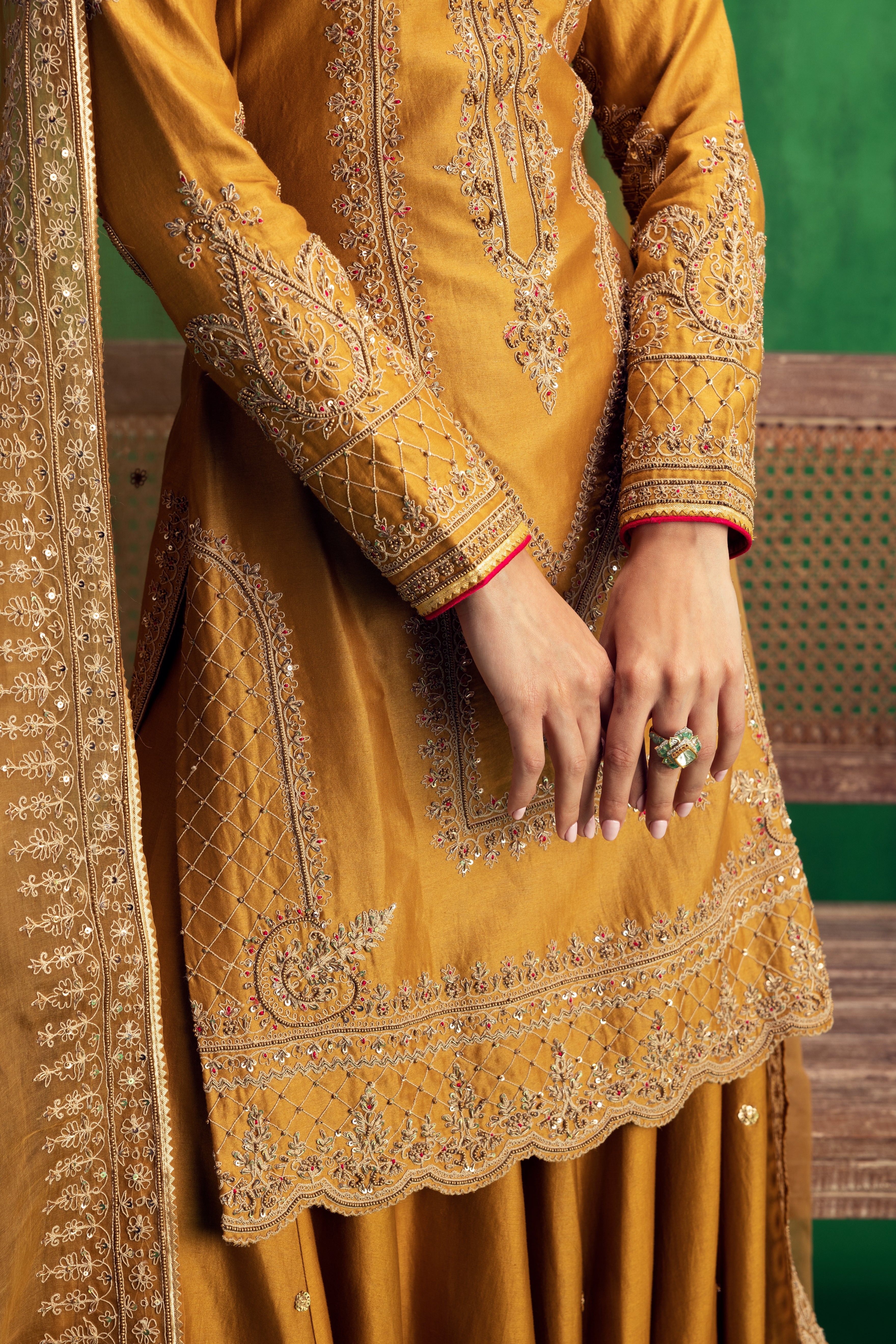 Jigar Mali - Tuscan Mustard Flared Sharara Set