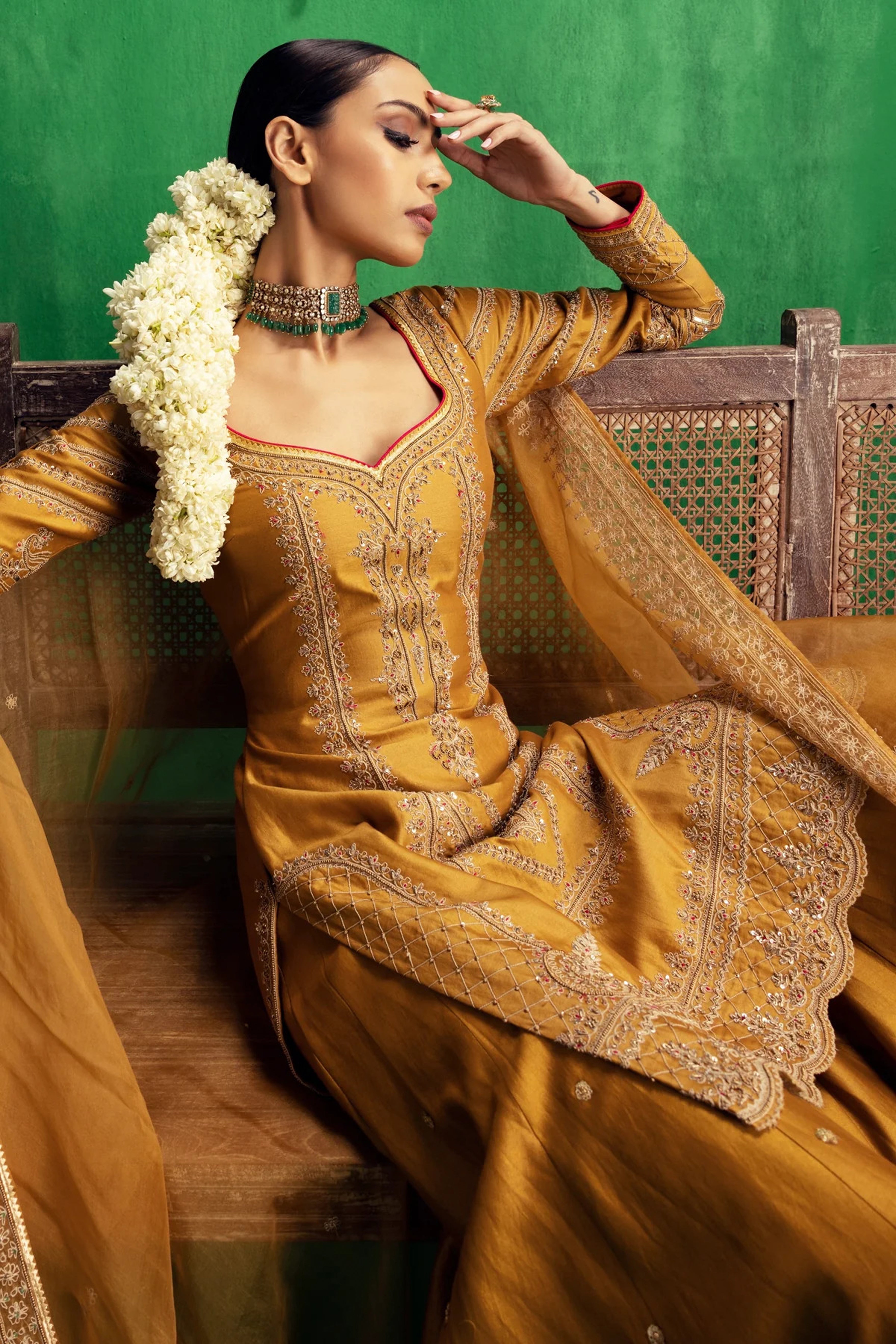 Jigar Mali - Tuscan Mustard Flared Sharara Set