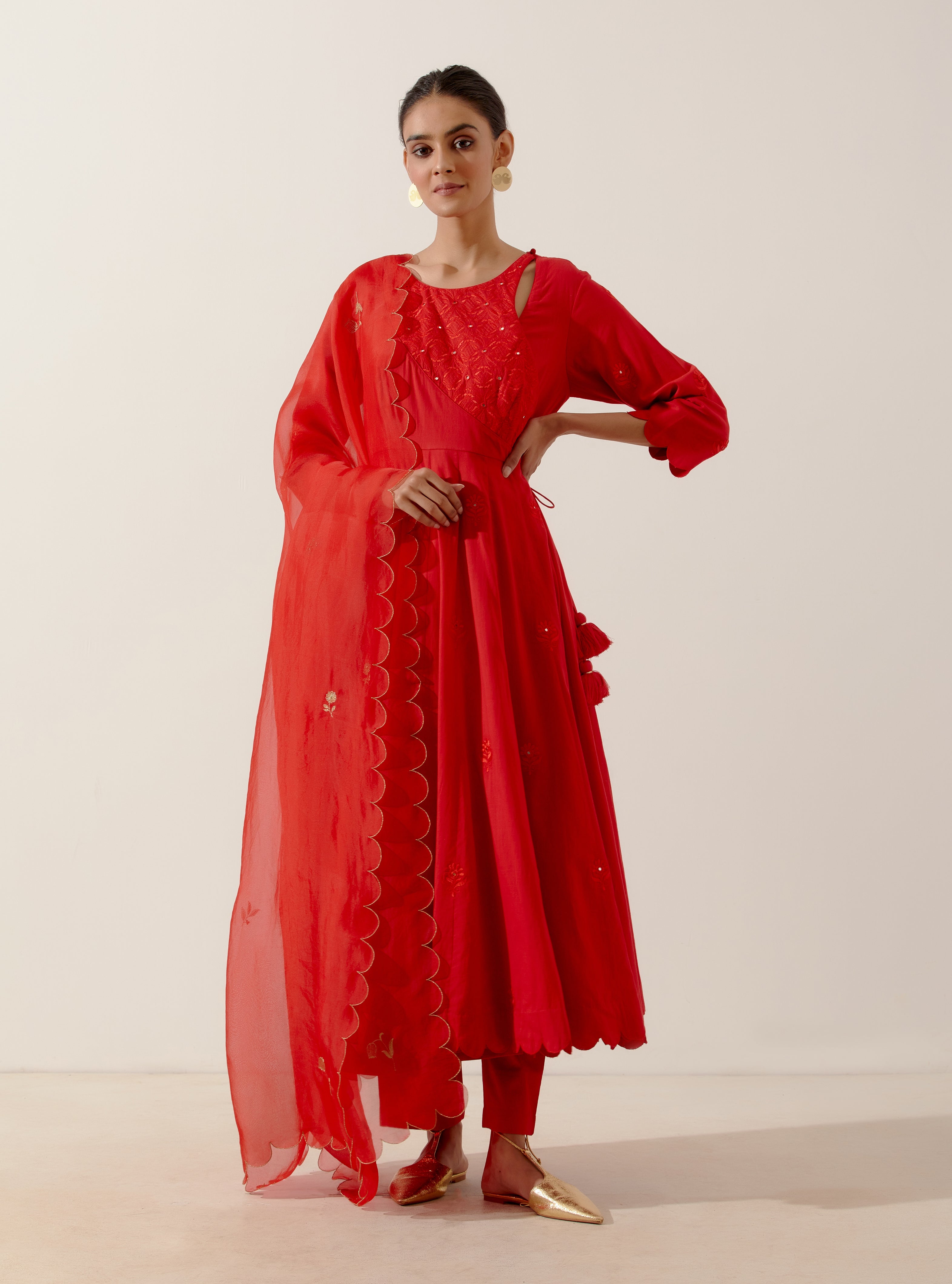 Label Earthen - Palash Red Kurta Set