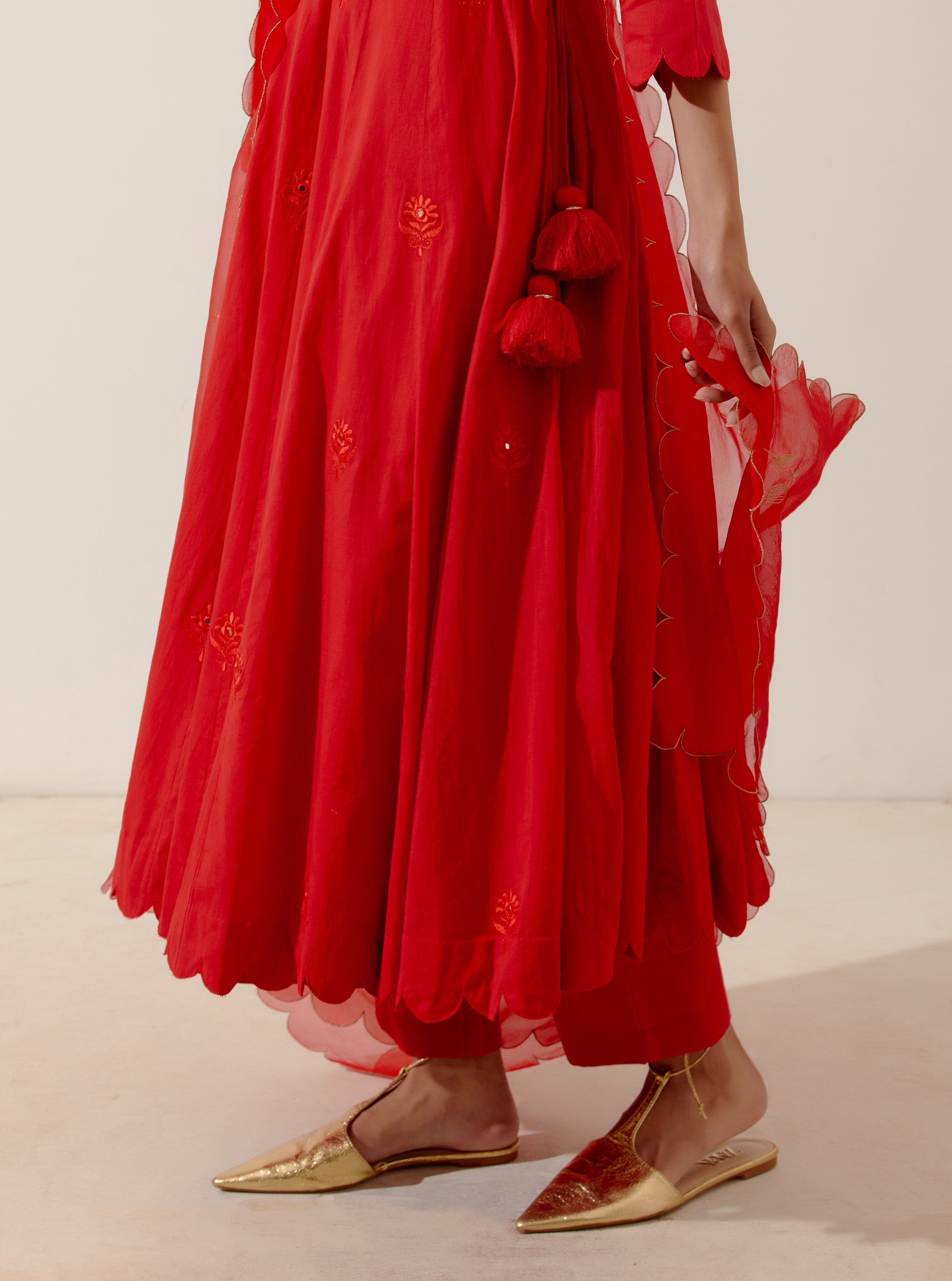 Label Earthen - Palash Red Kurta Set