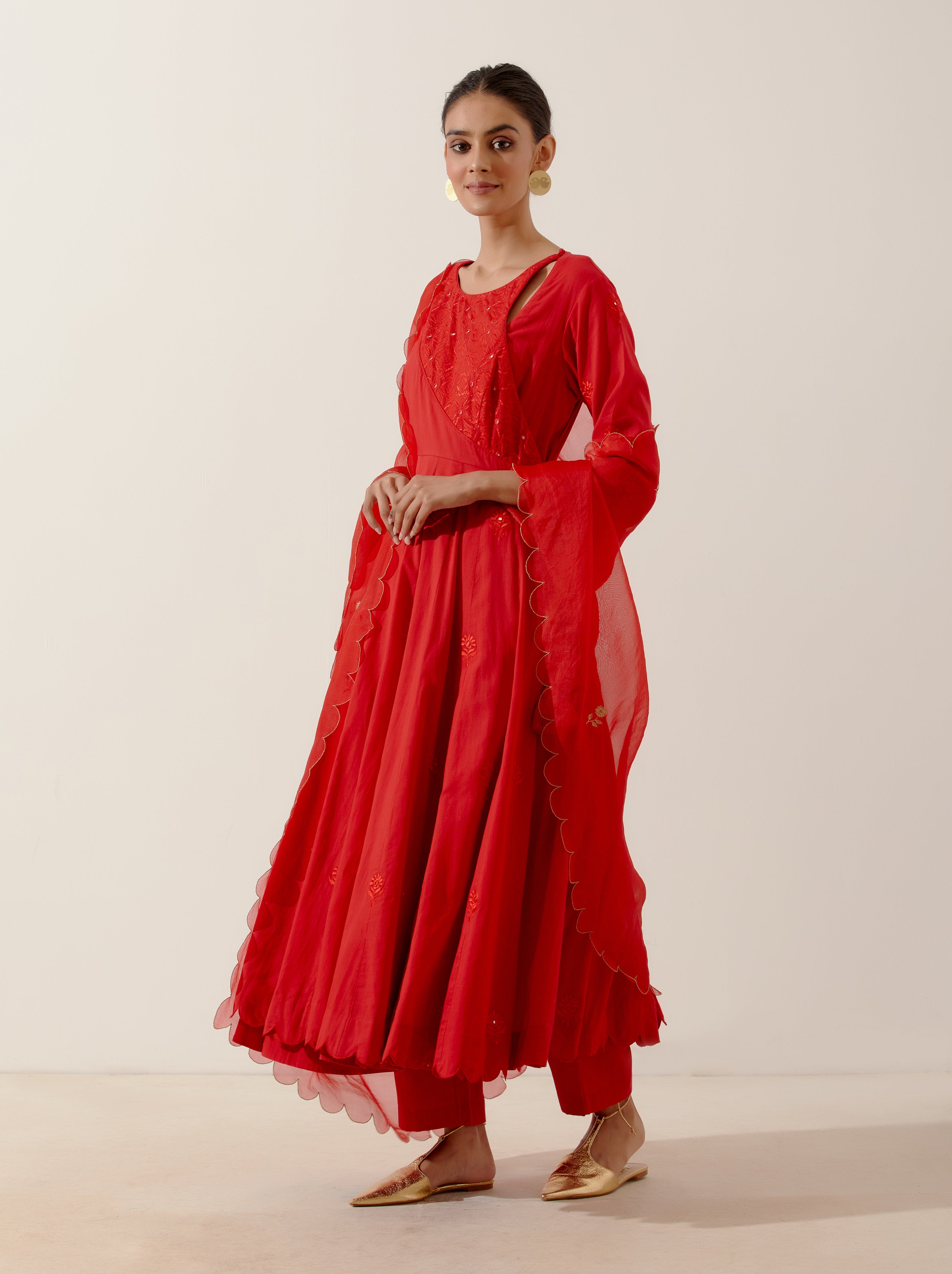 Label Earthen - Palash Red Kurta Set