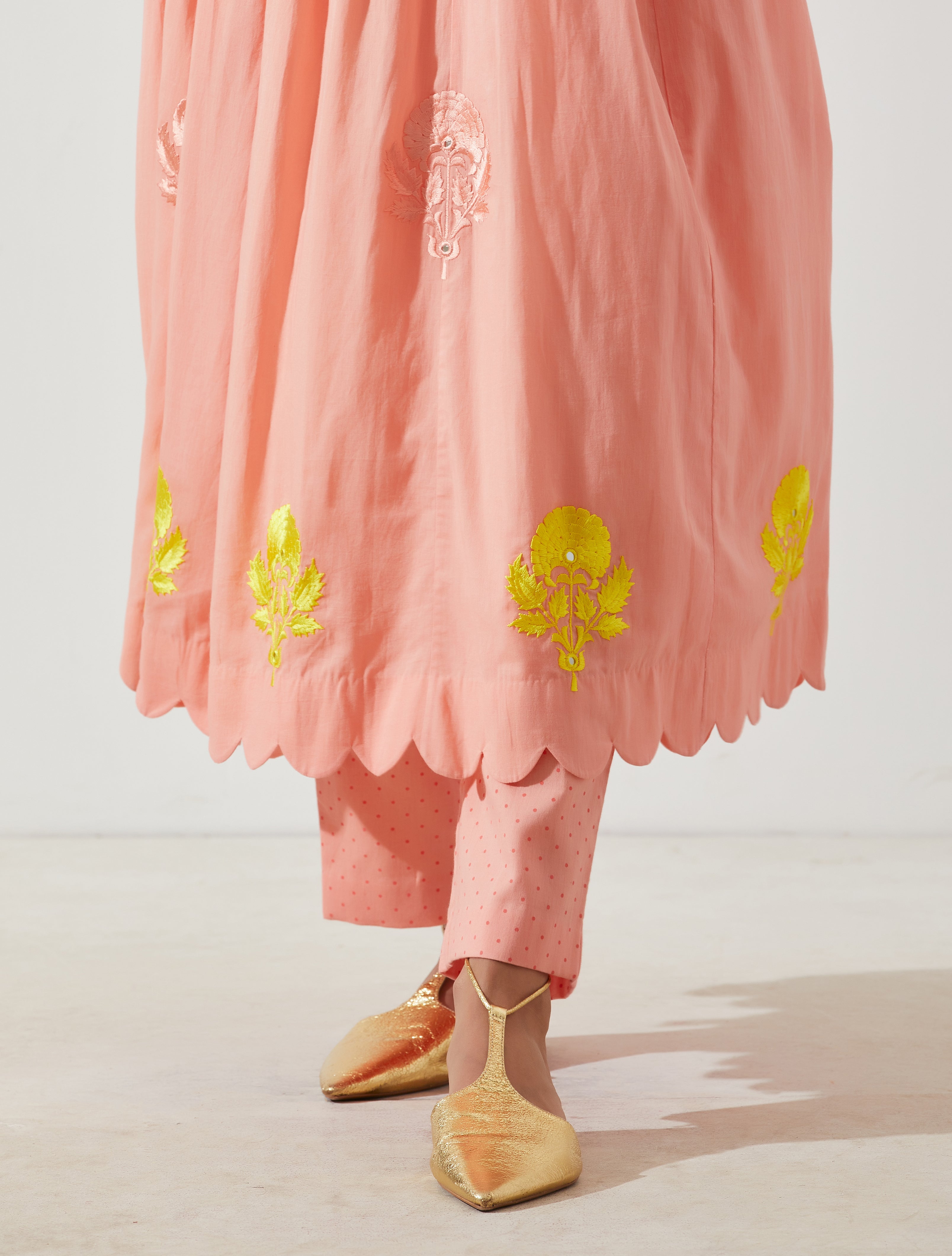 Label Earthen - Madhu Maltii Peach Kurta Set
